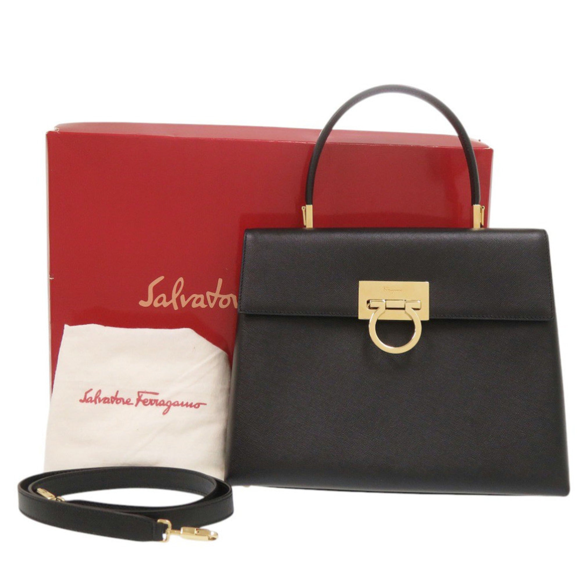 Salvatore Ferragamo Black Leather Handbag (Pre-Owned)