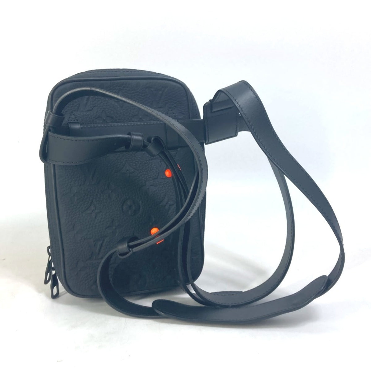 Louis Vuitton Black Orange Leather Shoulder Bag Sling Bag (Pre-Owned)