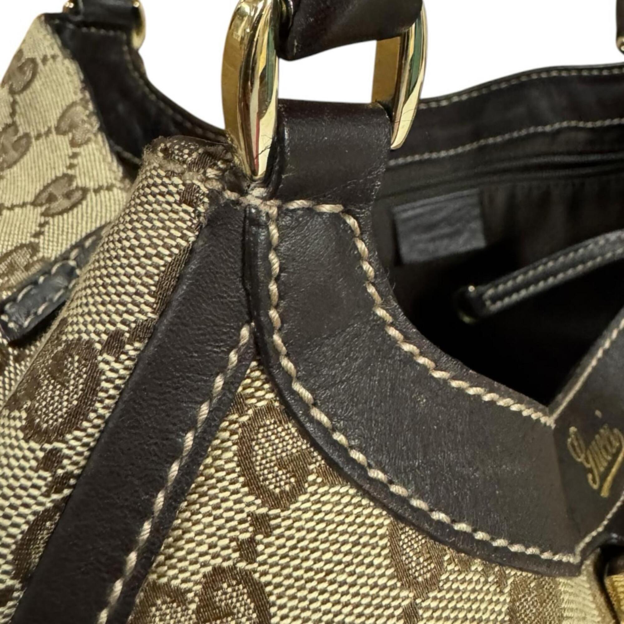 Gucci Abbey Brown Gg Canvas Tote Bag (Pre-Owned)