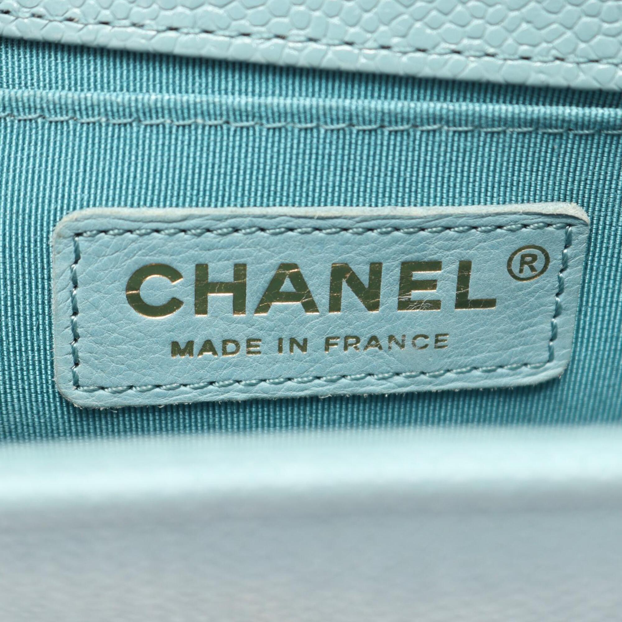 Chanel Blue Grained Calfskin Handbag Shoulder Bag (Pre-Owned)