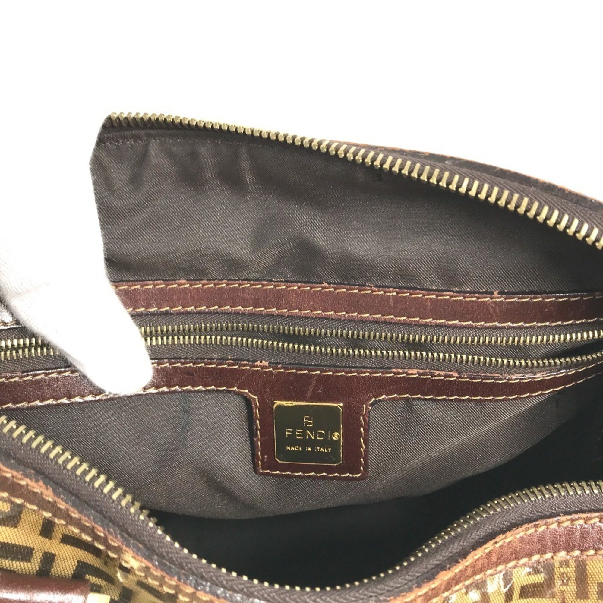 Fendi Brown Zucca Boston Bag Handbag (Pre-Owned)