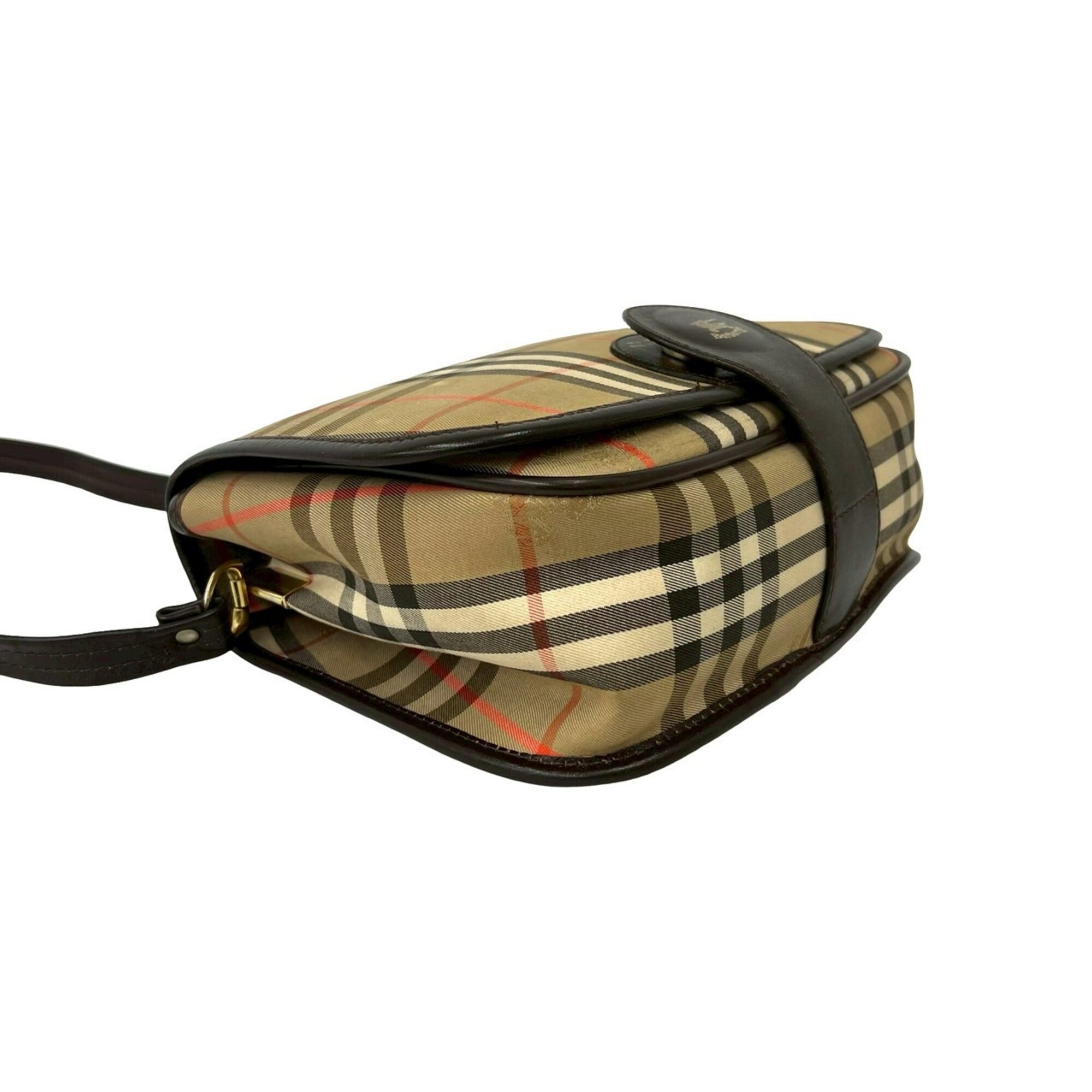 Burberry Beige Brown Canvas Pochette Shoulder Bag (Pre-Owned)