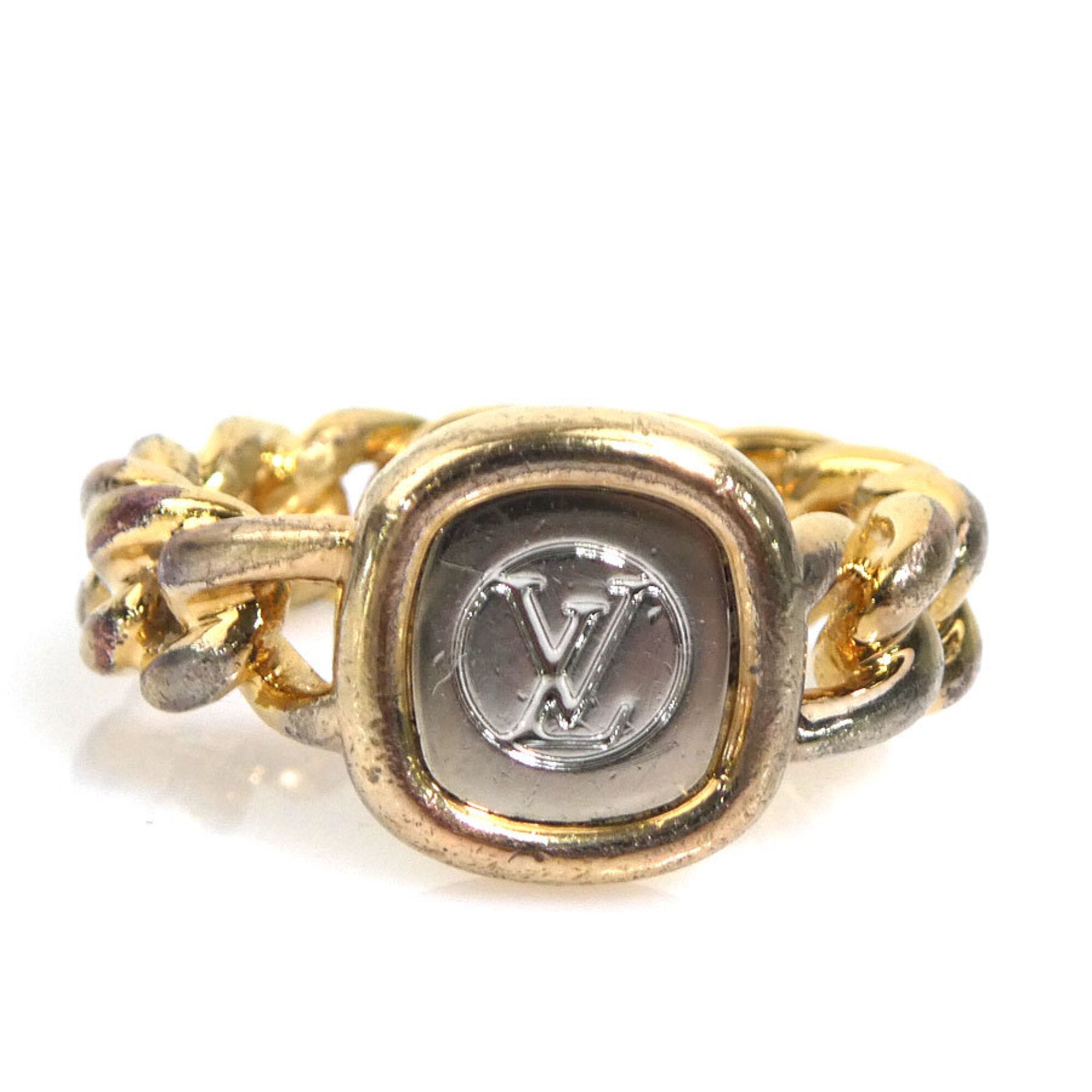 Louis Vuitton Gold Silver Metal Band Ring (Pre-Owned)