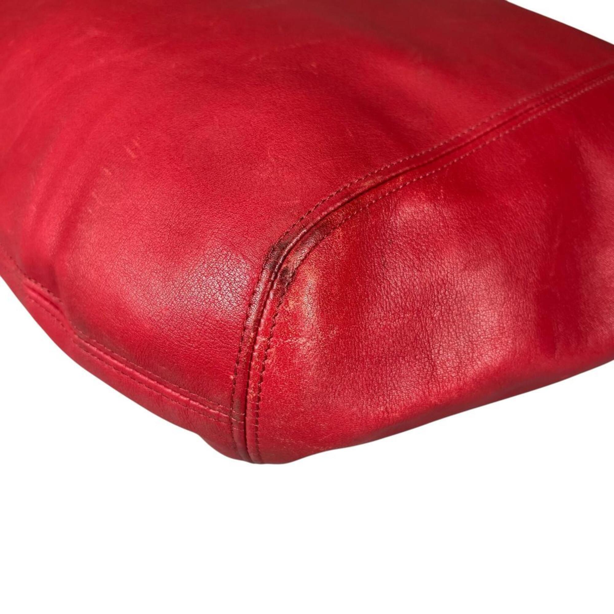 Coach Red Color Leather Handbag Tote Bag (Pre-Owned)