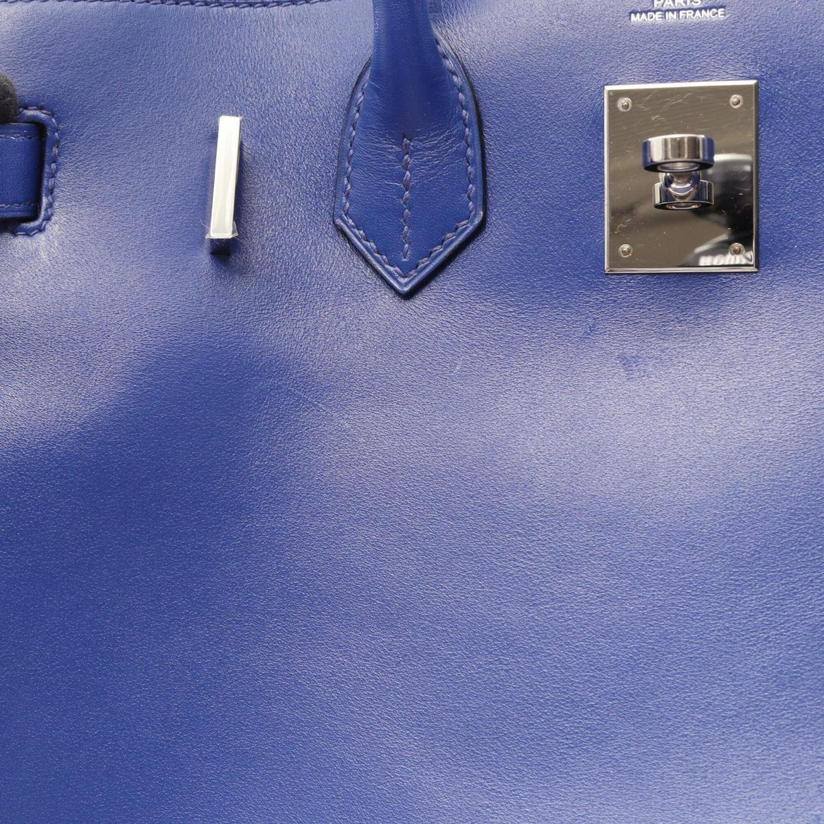 Hermes Blue Leather Tadelakt Leather Handbag (Pre-Owned)
