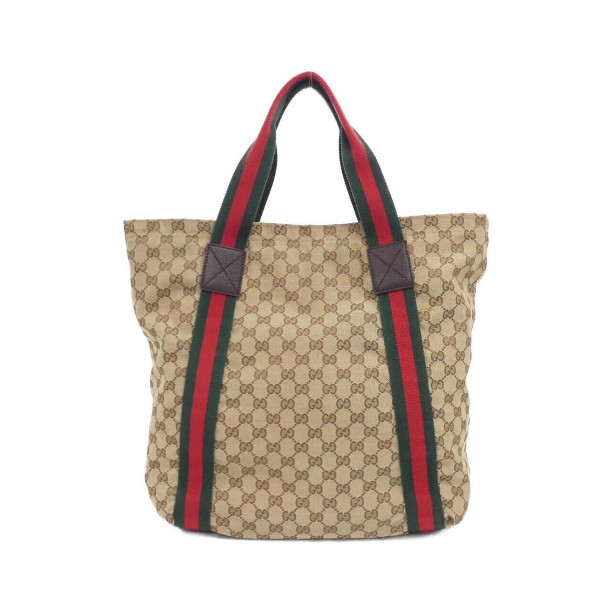 Gucci Beige Brown Gg Canvas Handbag (Pre-Owned)