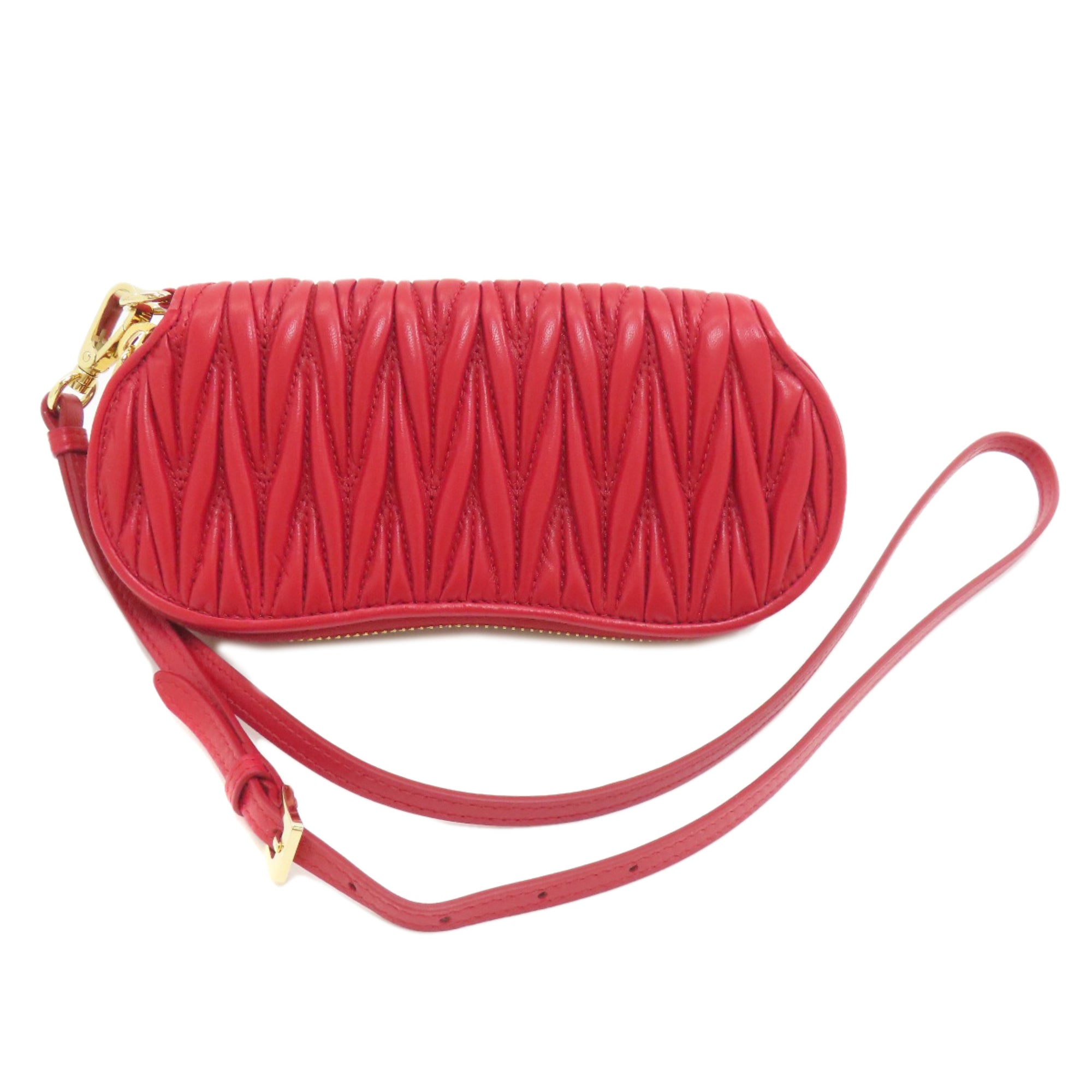 Miu Miu Red Color Leather Pouch (Pre-Owned)