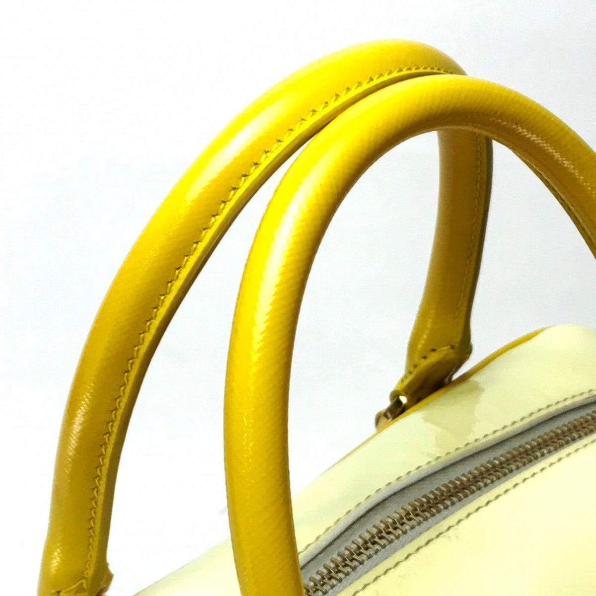 Prada Saffiano White Yellow Leather Handbag (Pre-Owned)