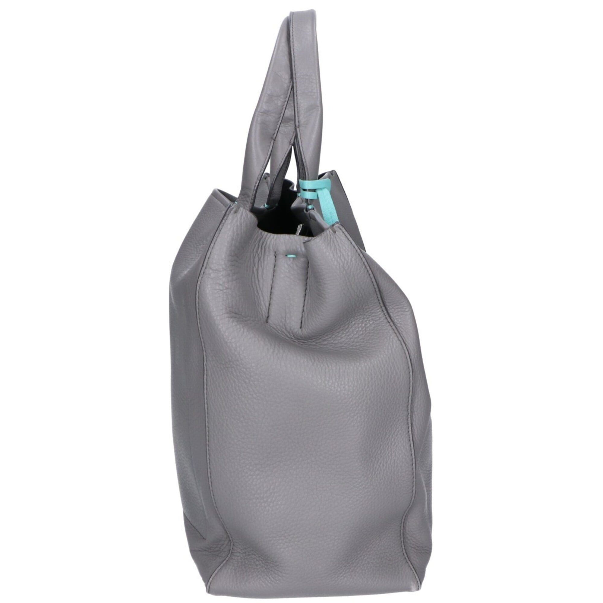 Tiffany Gray Leather Handbag Shoulder Bag Tote Bag (Pre-Owned)