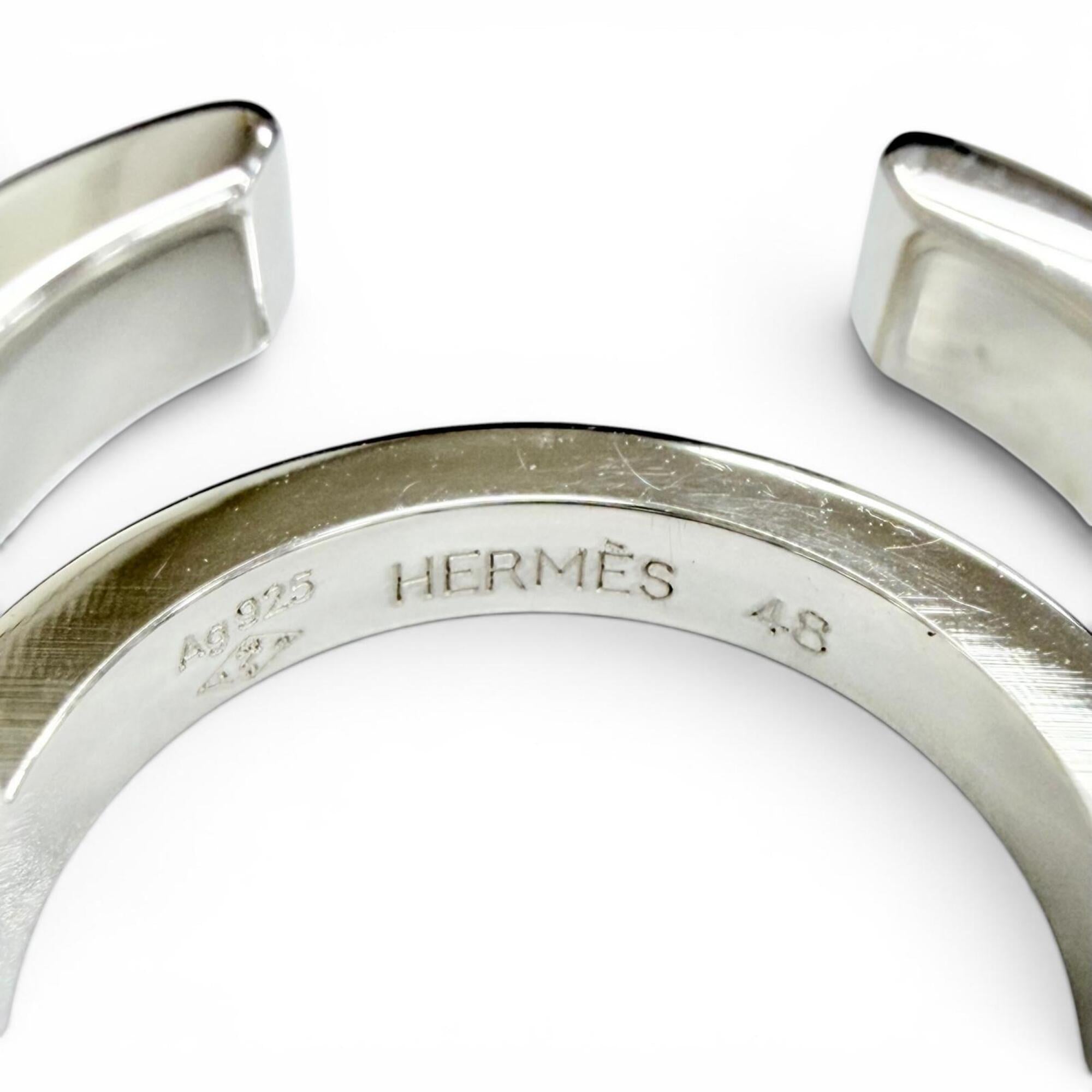 Hermes Silver Silver 925 Band Ring (Pre-Owned)