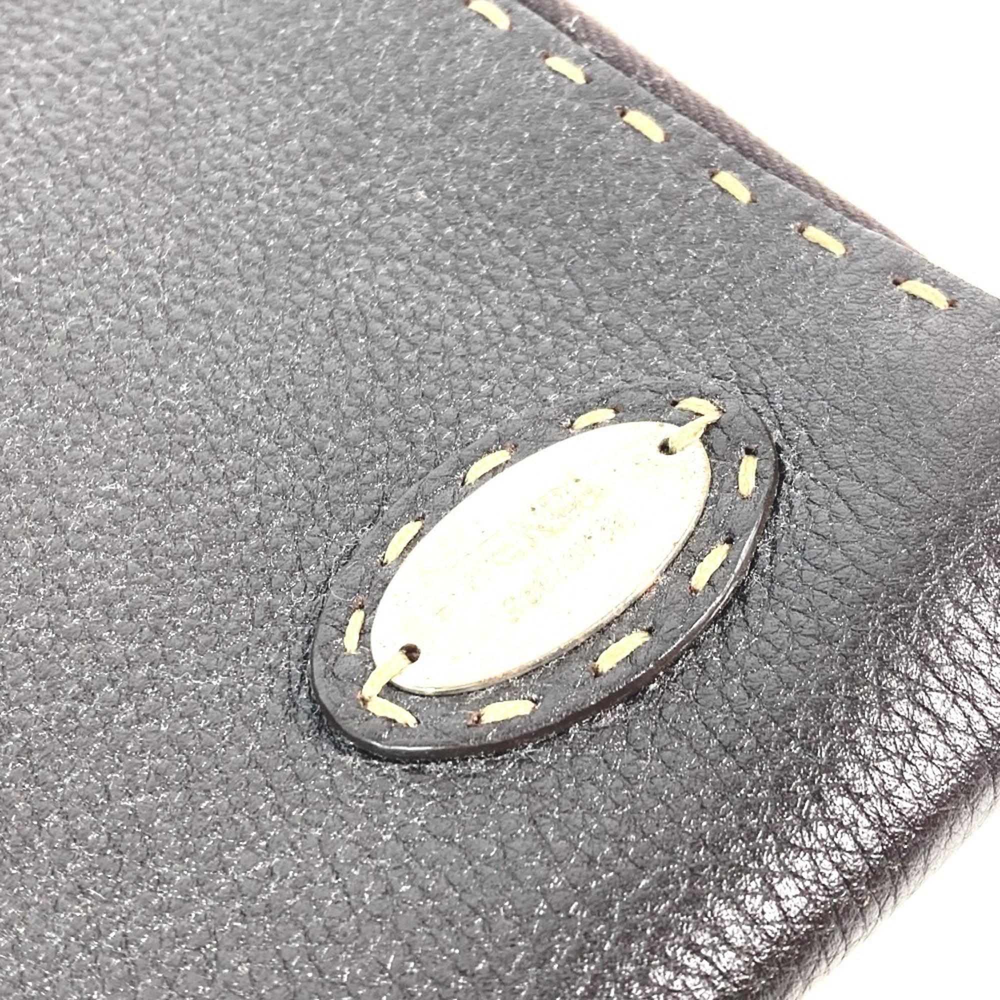 Fendi Dark Brown Leather Clutch Bag Pouch (Pre-Owned)
