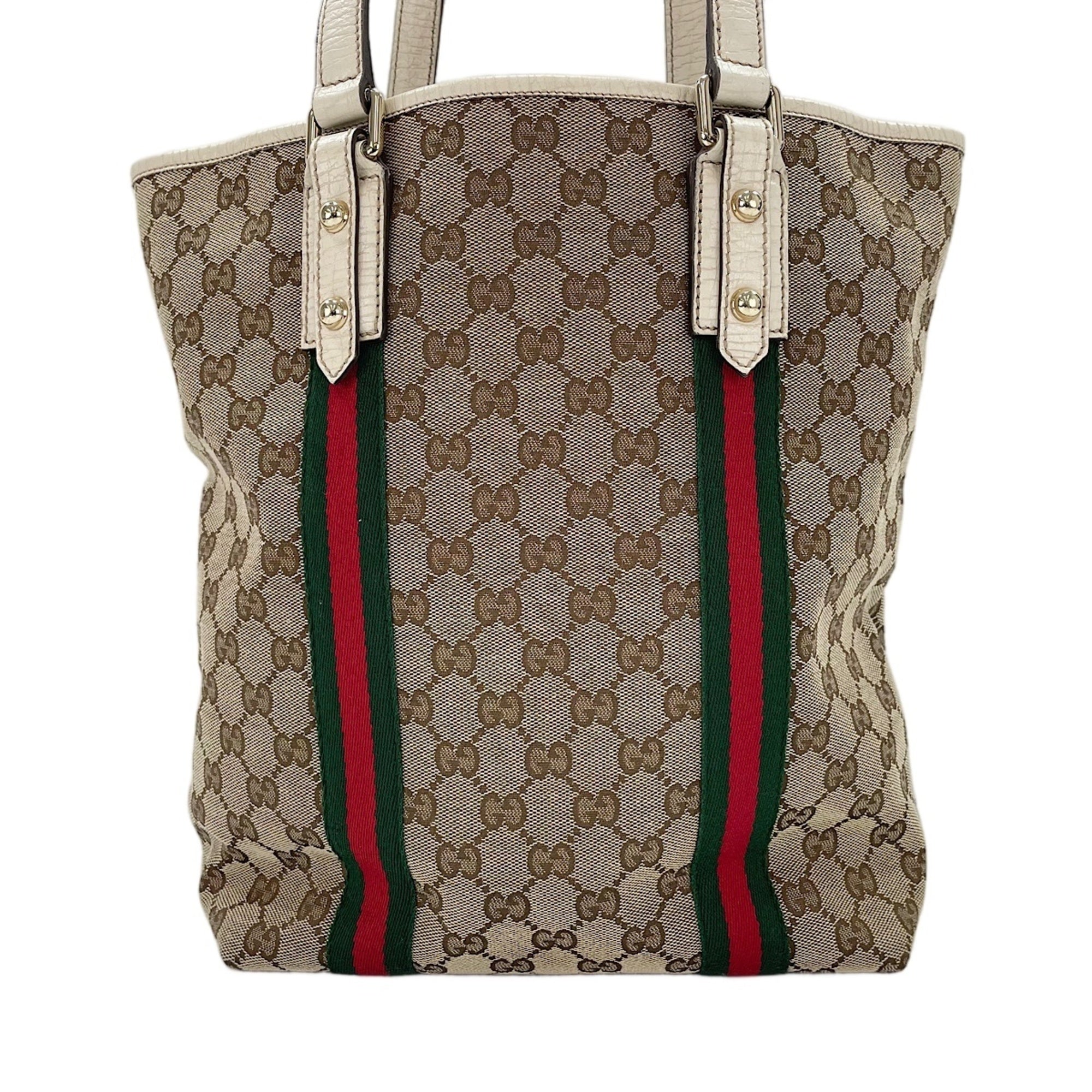 Gucci Sherry Line Beige Handbag (Pre-Owned)