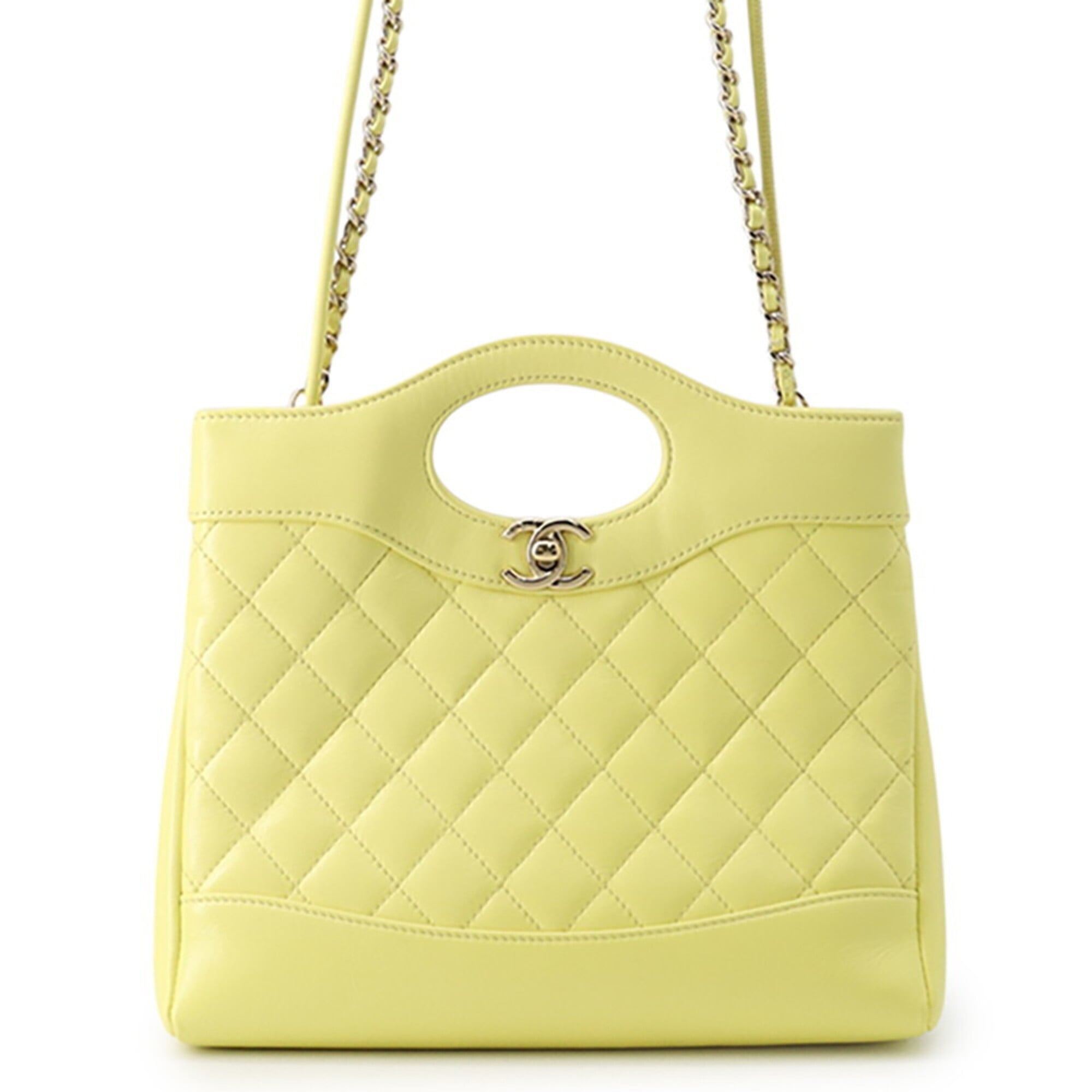 Chanel Matelasse Yellow Leather Handbag Shoulder Bag (Pre-Owned)
