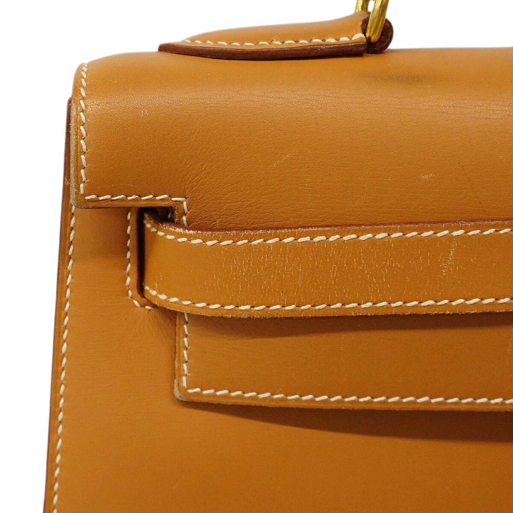 Hermes Natural Sable Box Calf Leather Handbag (Pre-Owned)