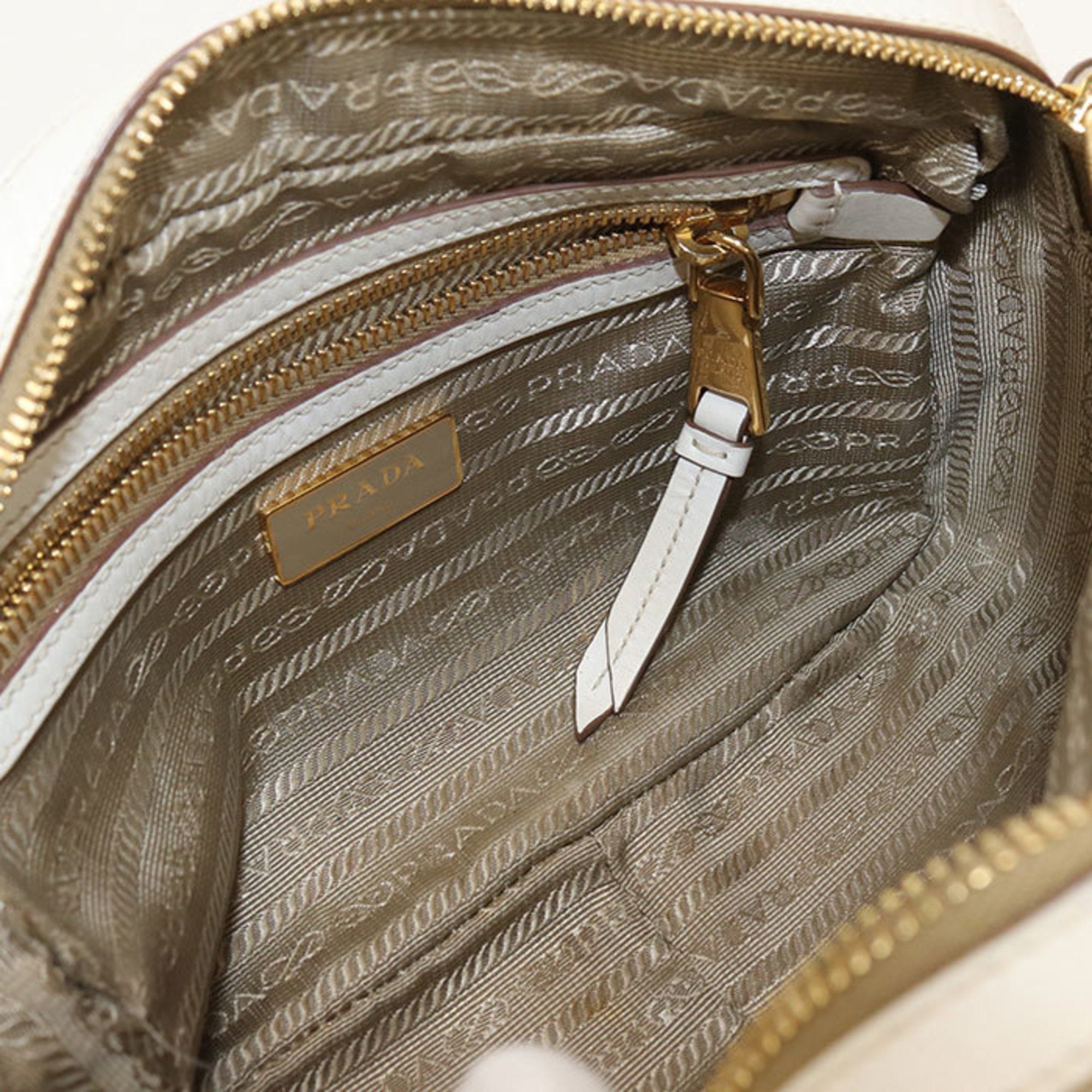Prada Beige Jacquard Shoulder Bag (Pre-Owned)