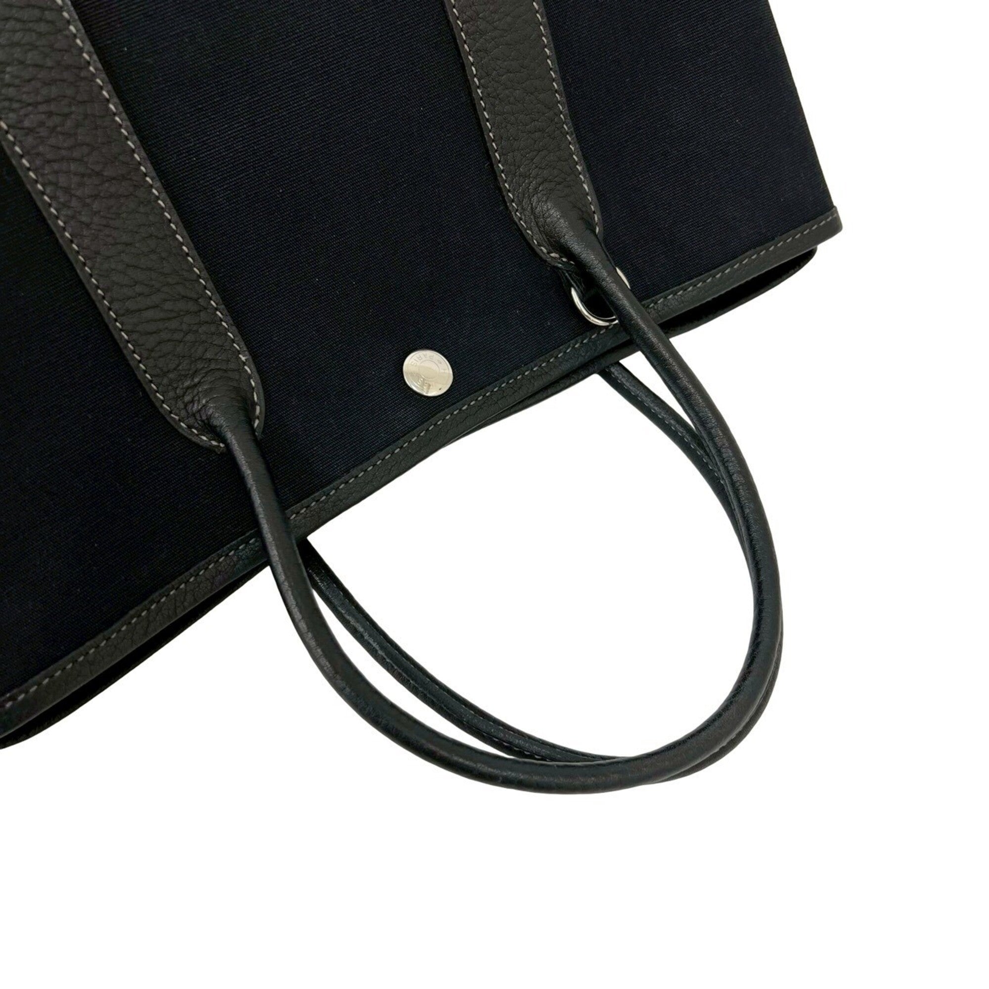 Hermes Black Negonda Leather Toile Officier Handbag Shoulder Bag (Pre-Owned)