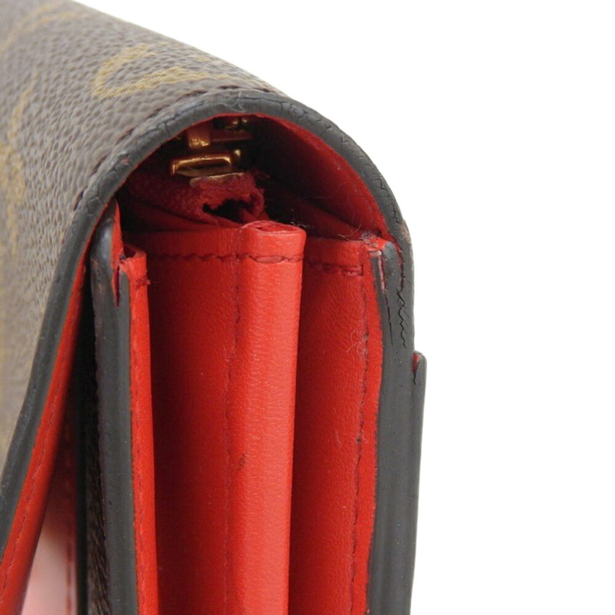 Louis Vuitton Brown Coquelicots Red Color Pvc Leather Long Wallet (Tri-Fold) (Pre-Owned)