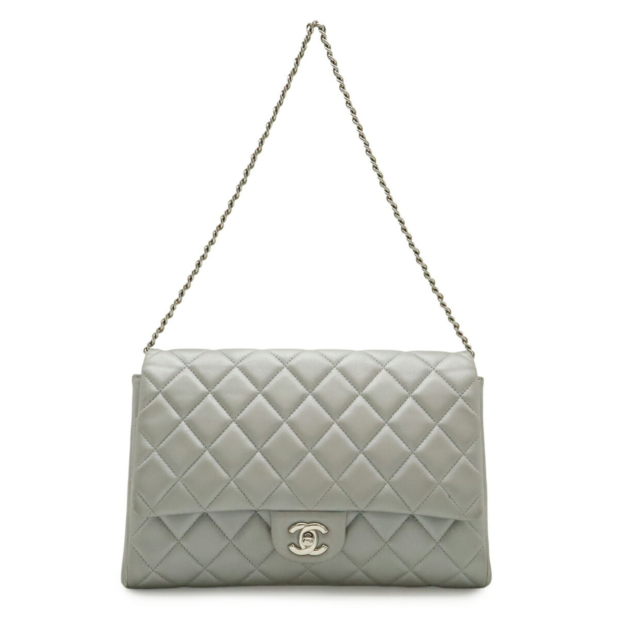 Chanel Silver Leather Shoulder Bag (Pre-Owned)