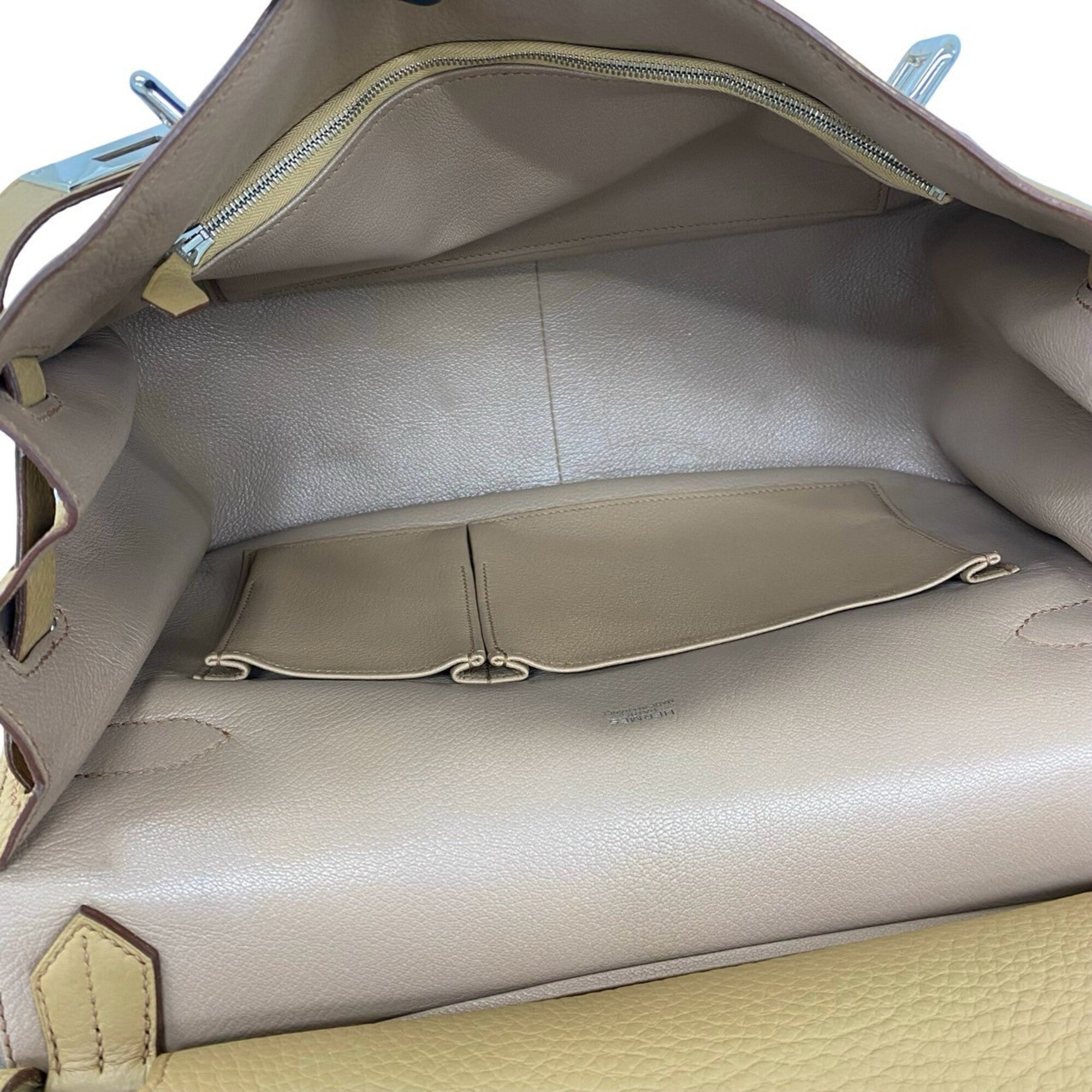 Hermes Beige Taurillon Clemence Leather Shoulder Bag (Pre-Owned)