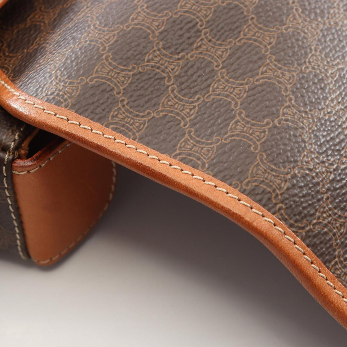 Celine Brown Coated Canvas Leather Handbag Shoulder Bag (Pre-Owned)