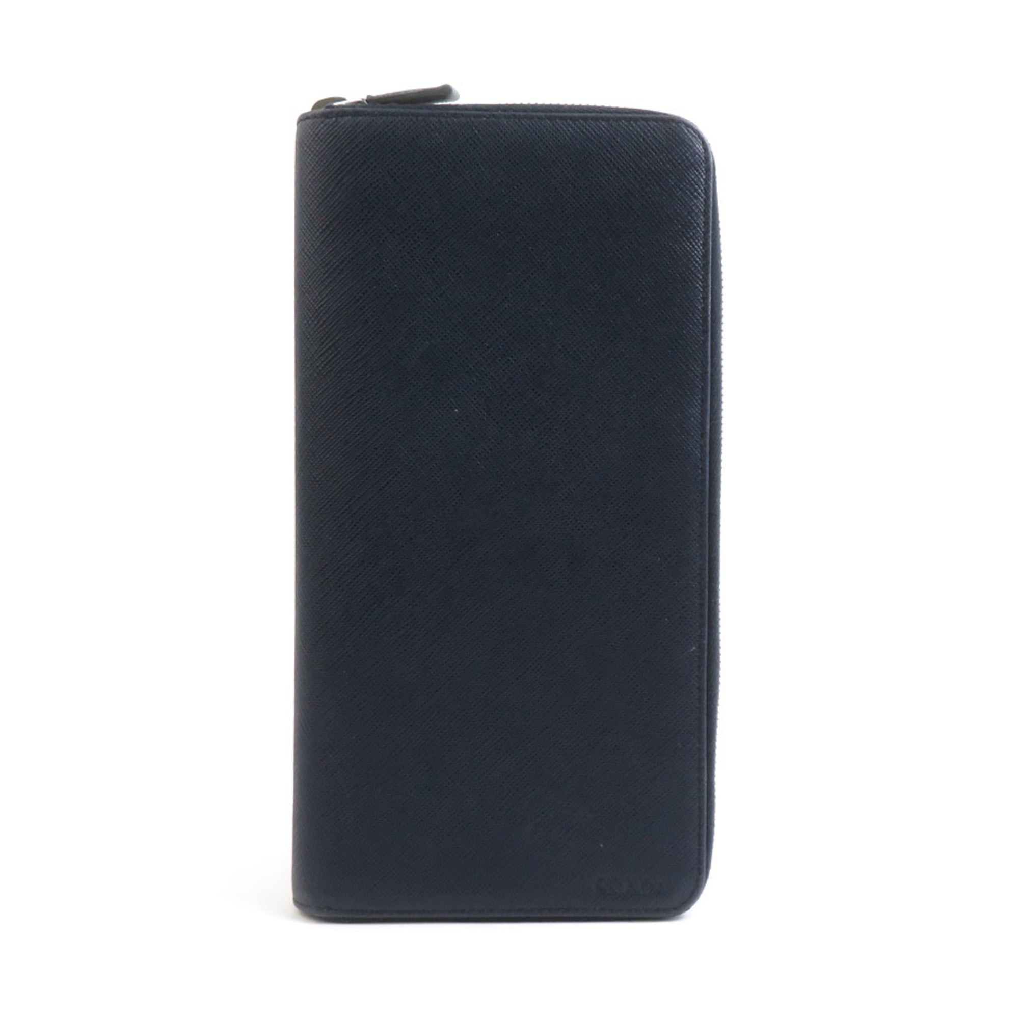 Prada Navy Leather Long Wallet (Bi-Fold) (Pre-Owned)