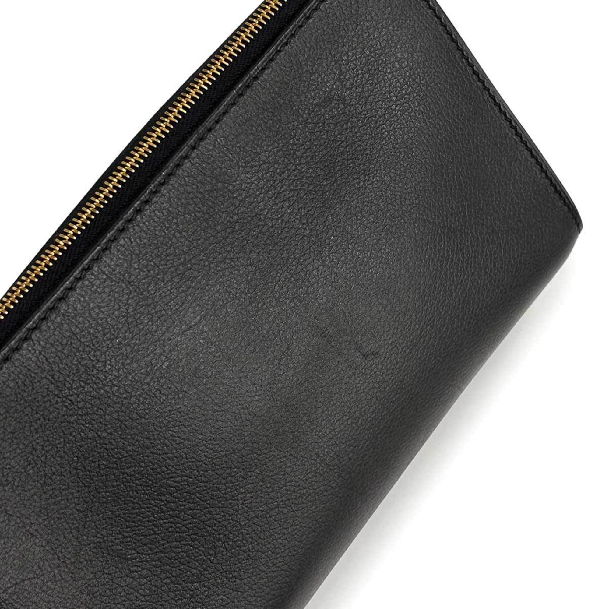 Hermes Black Evercalf Leather Pouch (Pre-Owned)