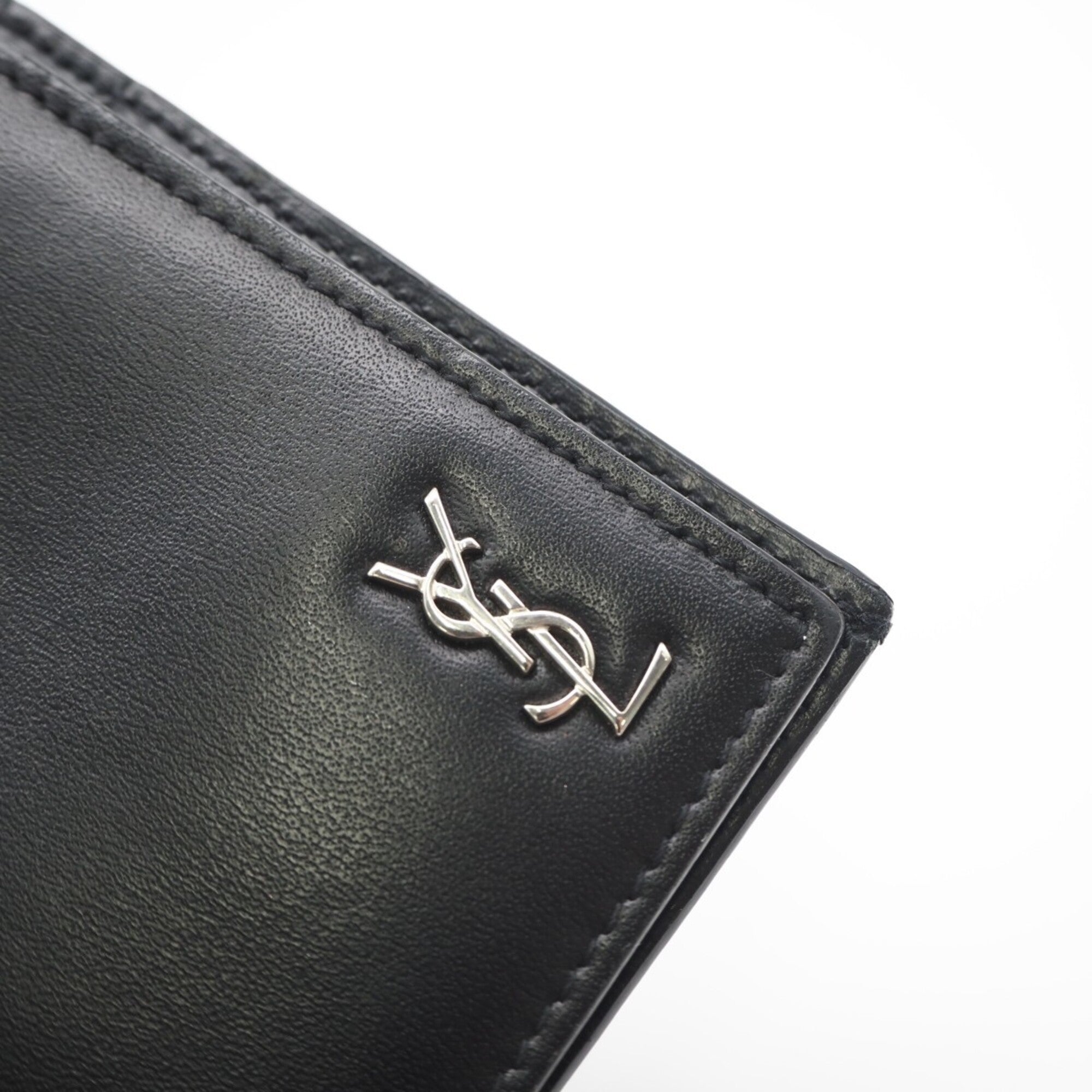 Yves Saint Laurent Black Leather Long Wallet (Bi-Fold) (Pre-Owned)