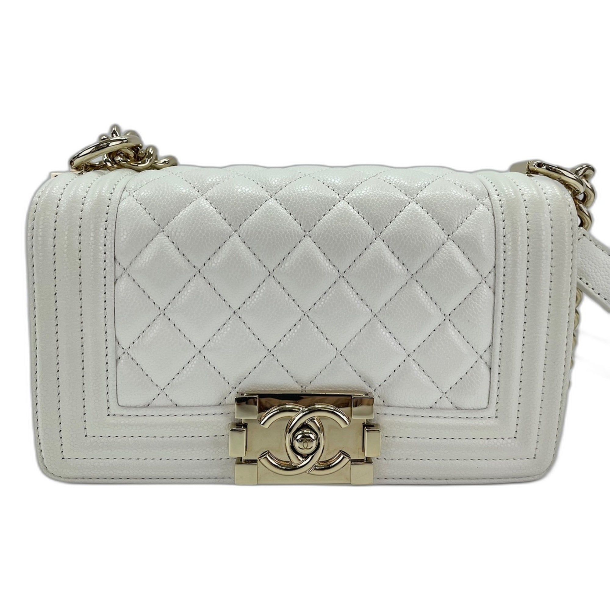 Chanel White Grained Calfskin Shoulder Bag (Pre-Owned)