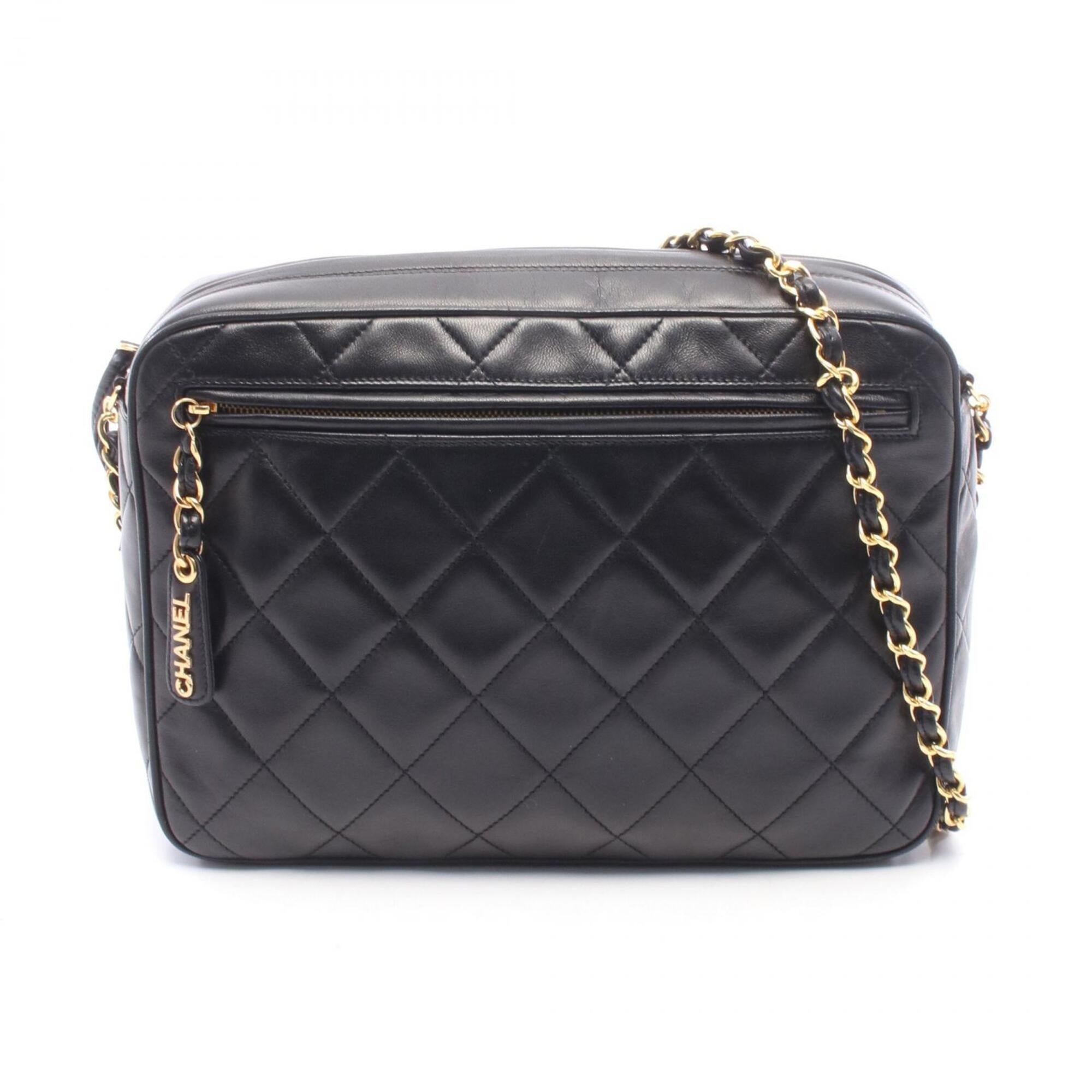 Chanel Black Leather Handbag Shoulder Bag (Pre-Owned)