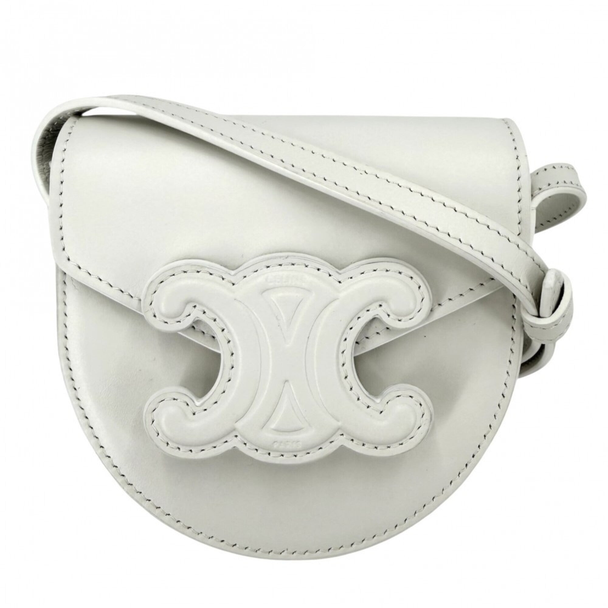 Celine White Leather Pochette Shoulder Bag (Pre-Owned)