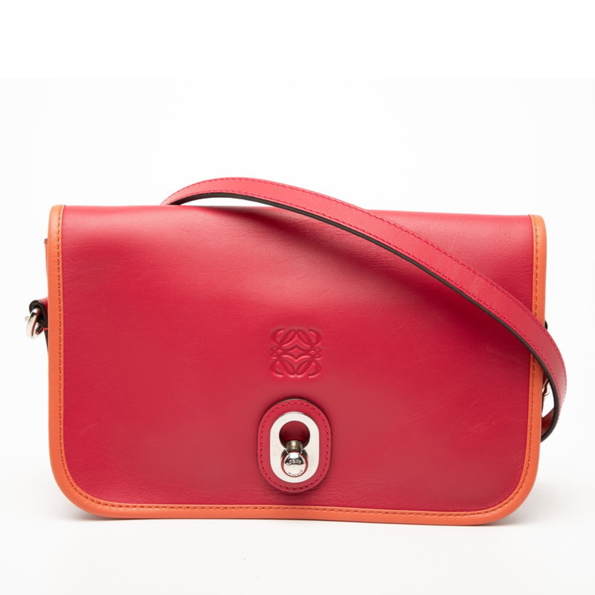 Loewe Pink Orange Leather Shoulder Bag (Pre-Owned)
