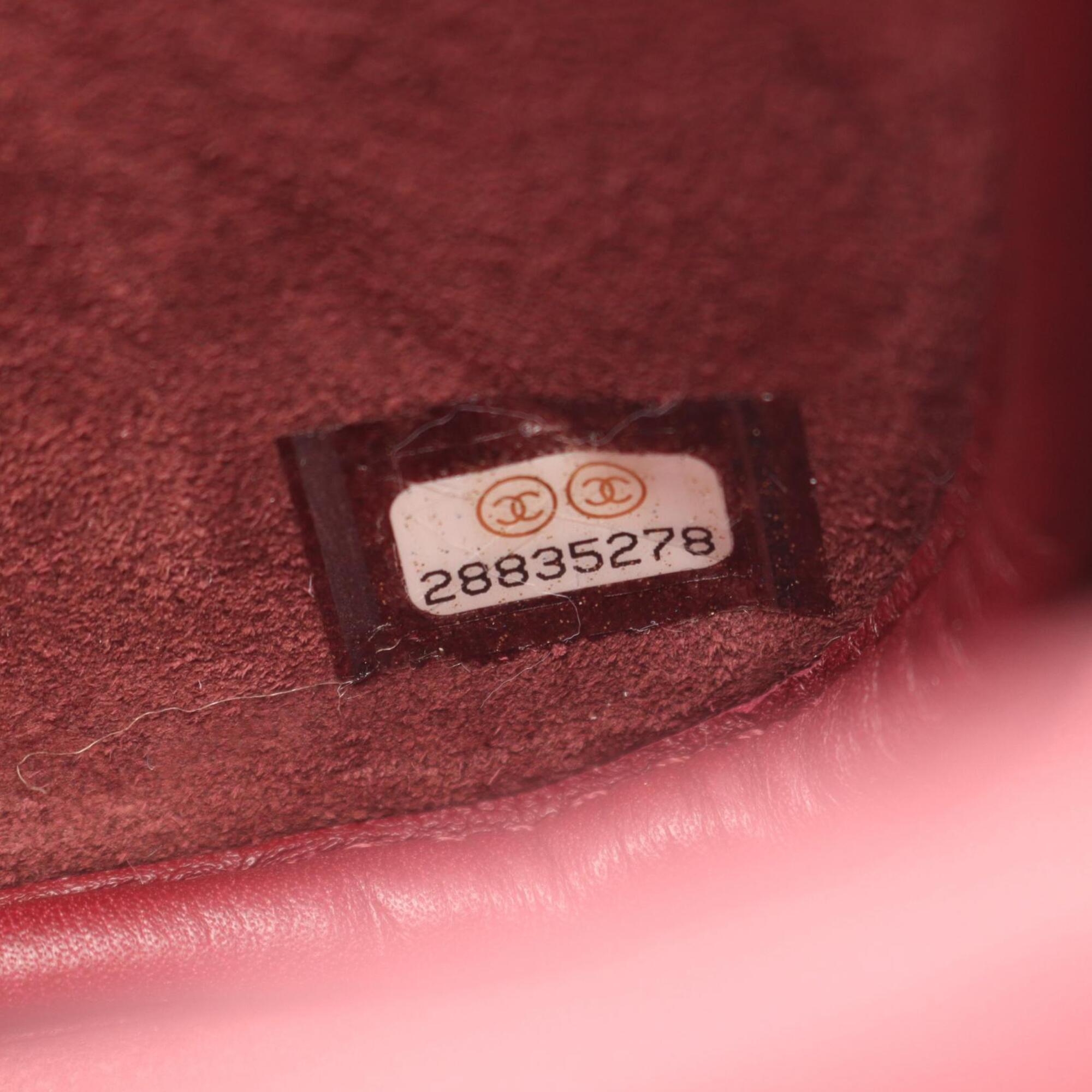 Chanel Red Color Leather Handbag Pouch Shoulder Bag (Pre-Owned)