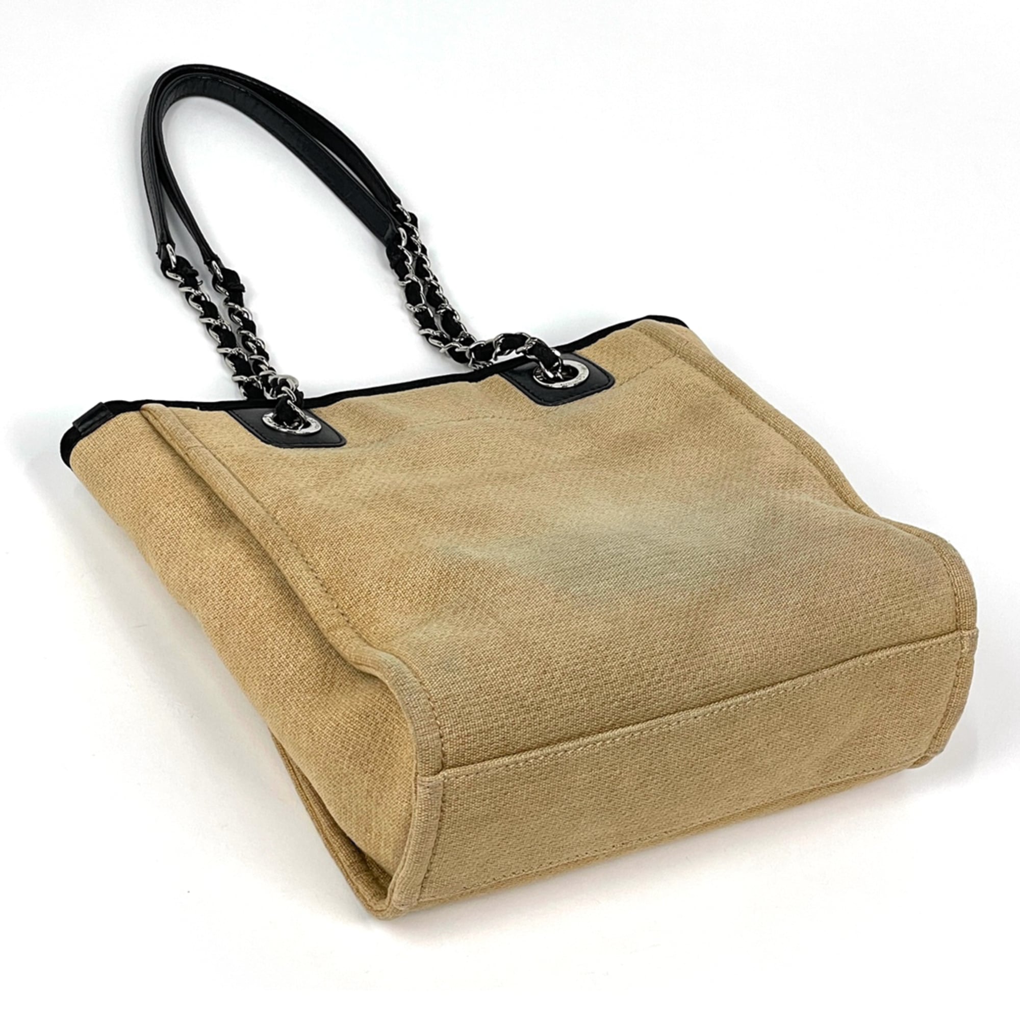 Chanel Beige Canvas Leather Tote Bag (Pre-Owned)