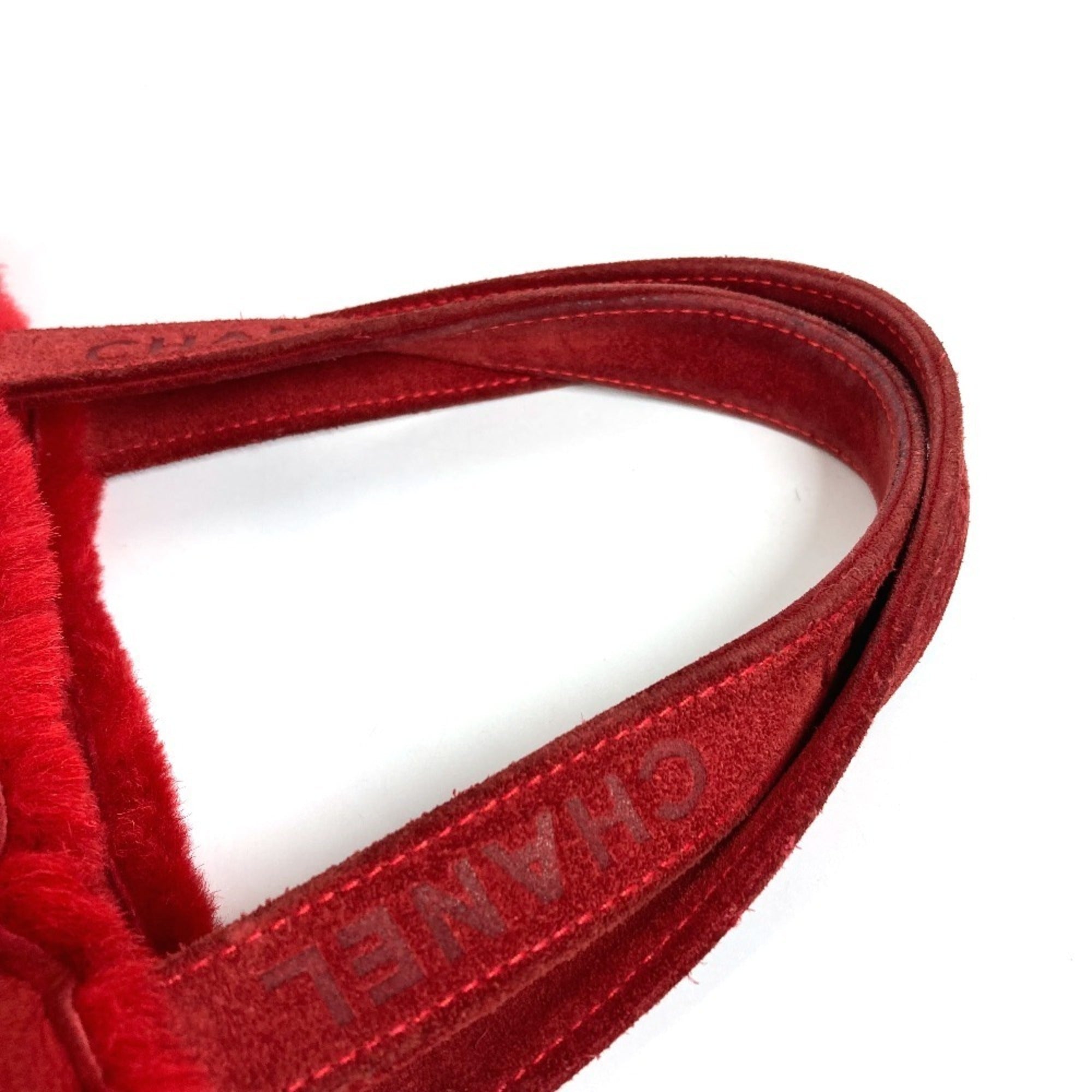 Chanel Red Color Fur Shoulder Bag Tote Bag (Pre-Owned)