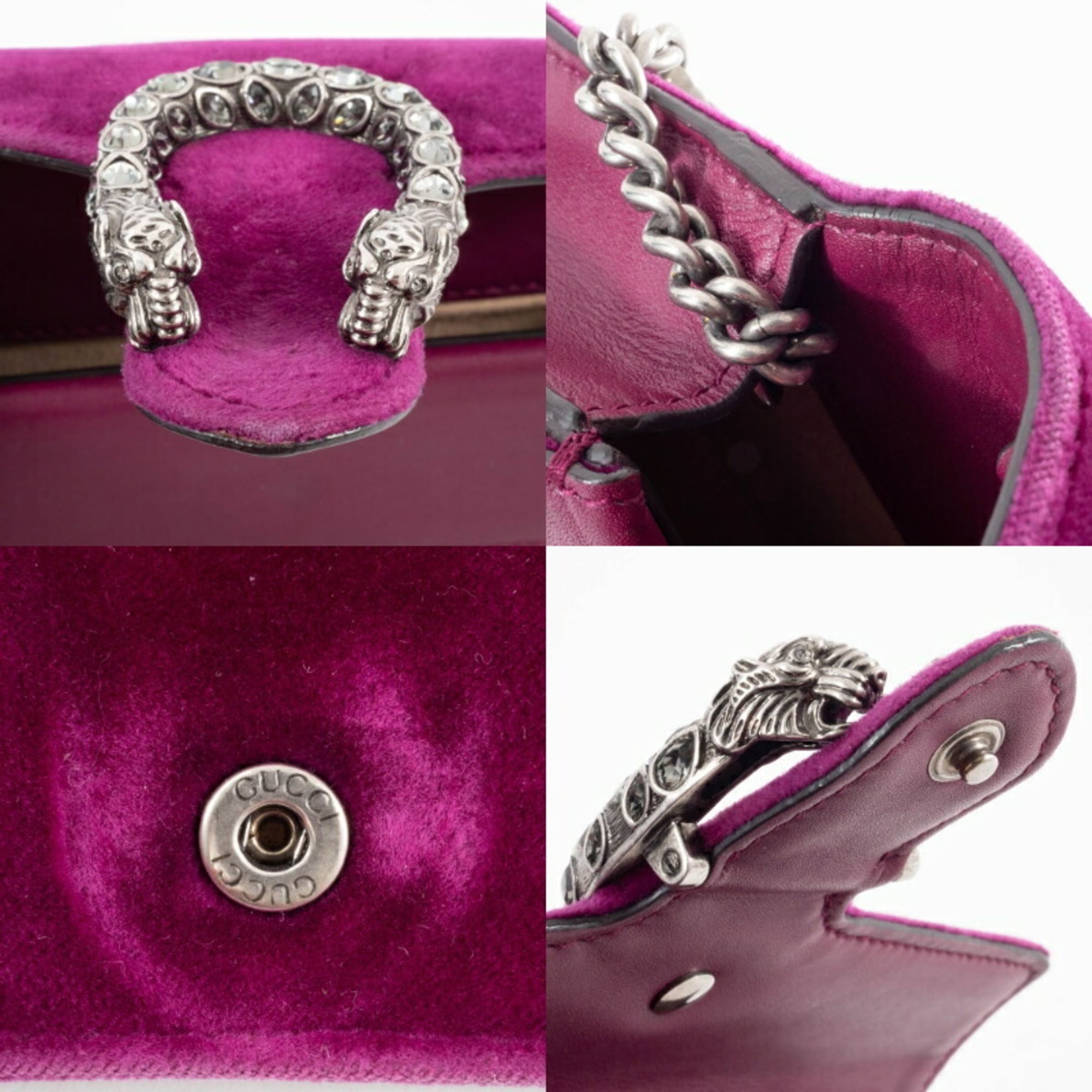 Gucci Purple Velvet Leather Shoulder Bag (Pre-Owned)