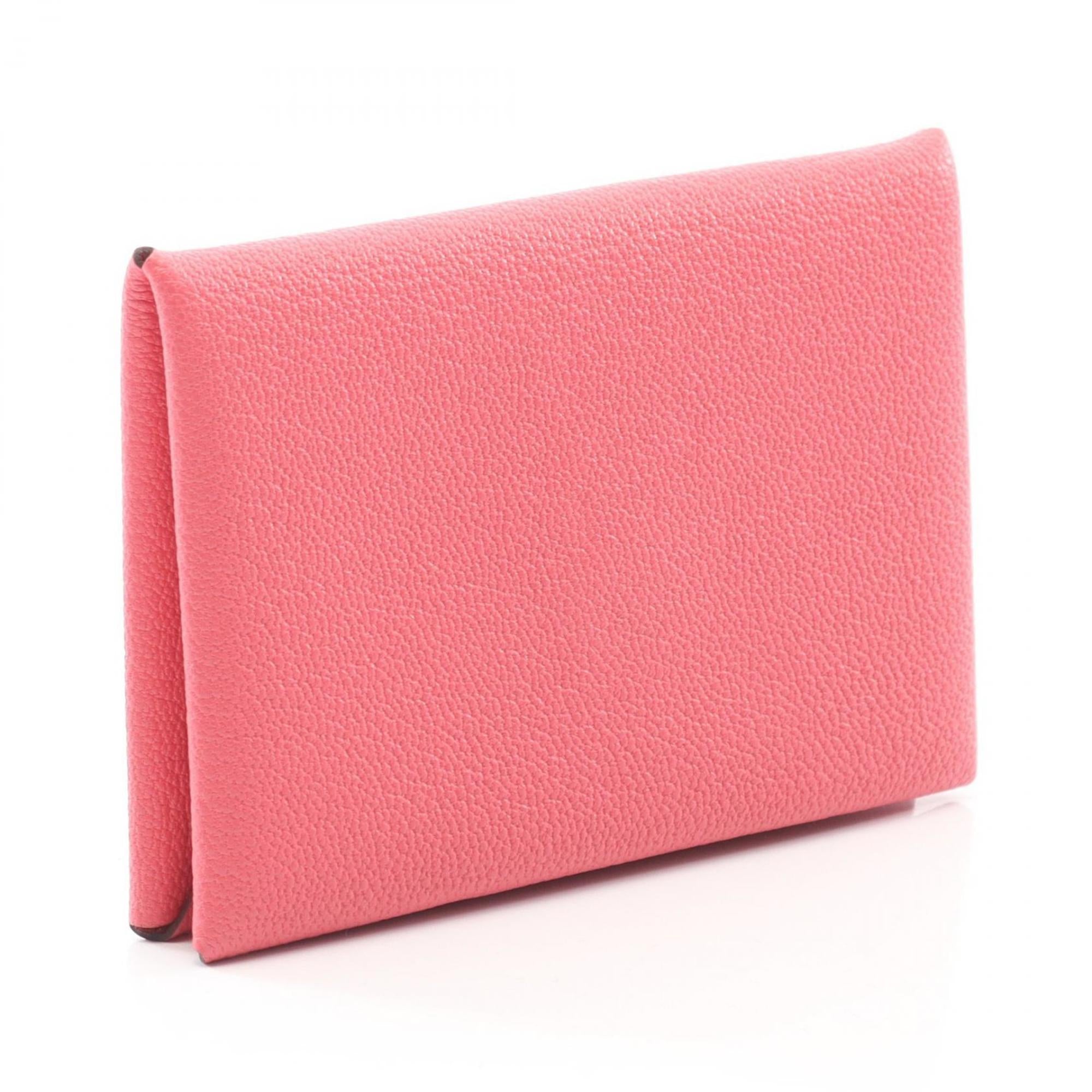 Hermes Pink Rose Azalee Chevre Leather Coin Purse/Coin Case (Pre-Owned)
