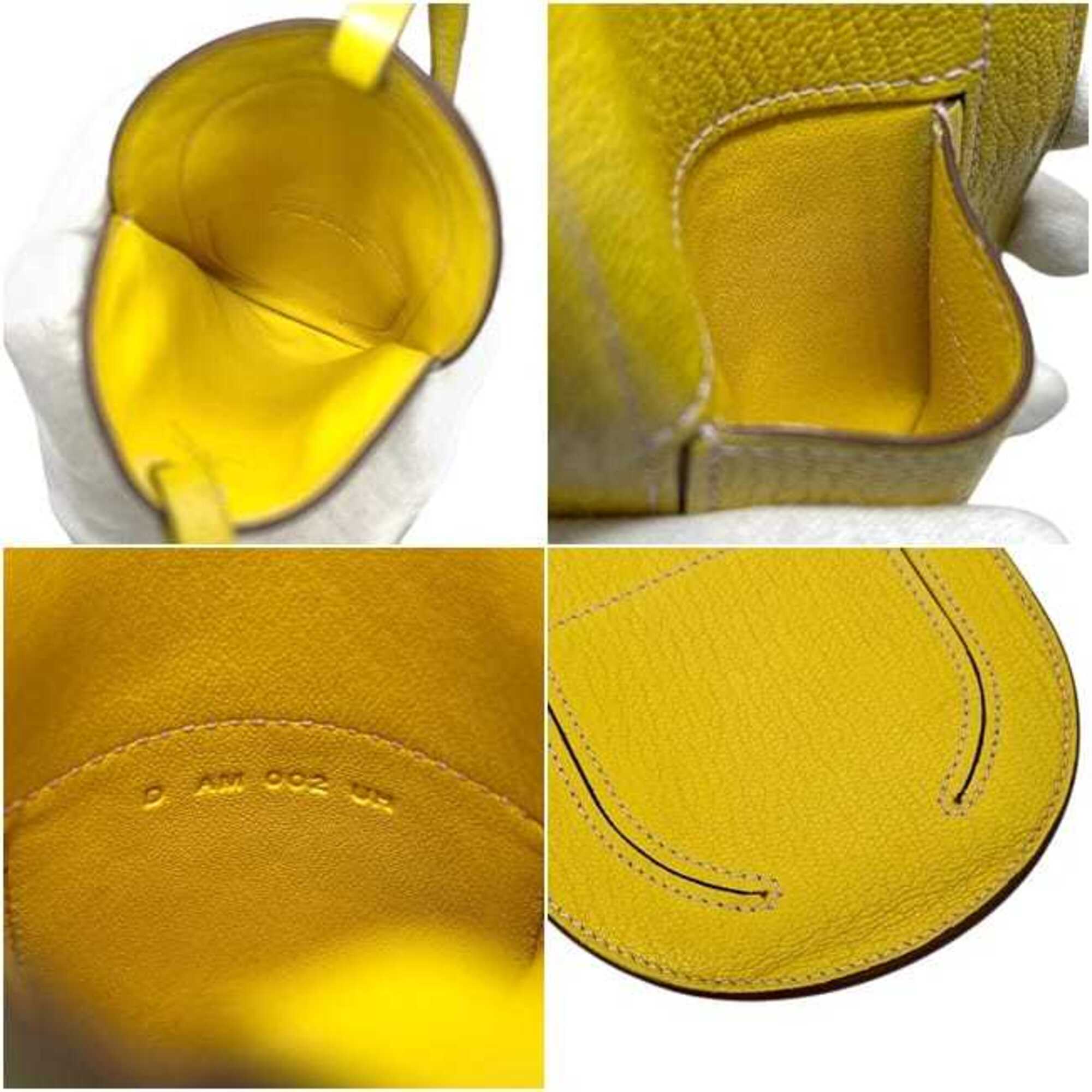 Hermes Yellow Chevre Leather Pochette Shoulder Bag (Pre-Owned)
