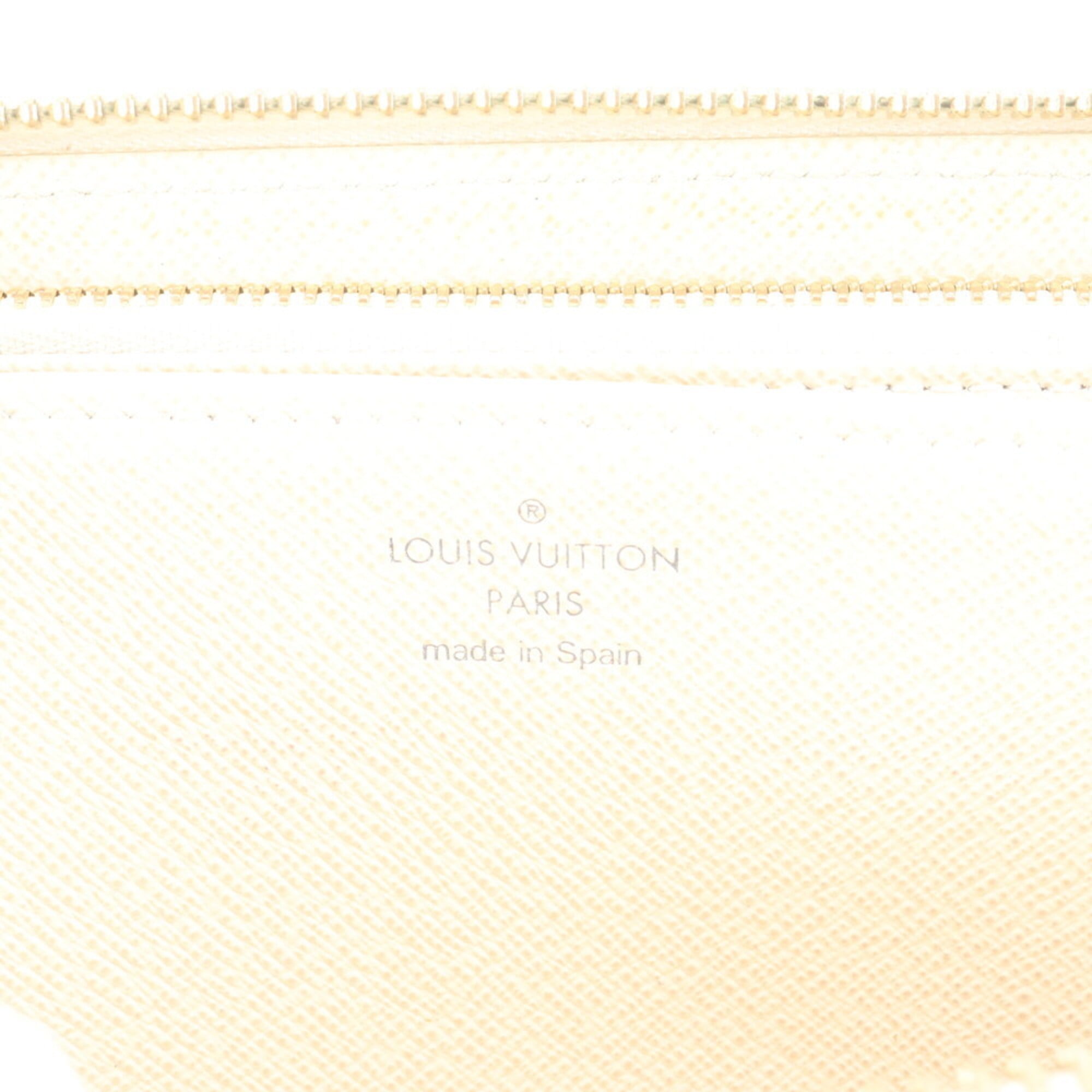 Louis Vuitton White Leather Coated Canvas Long Wallet (Bi-Fold) (Pre-Owned)