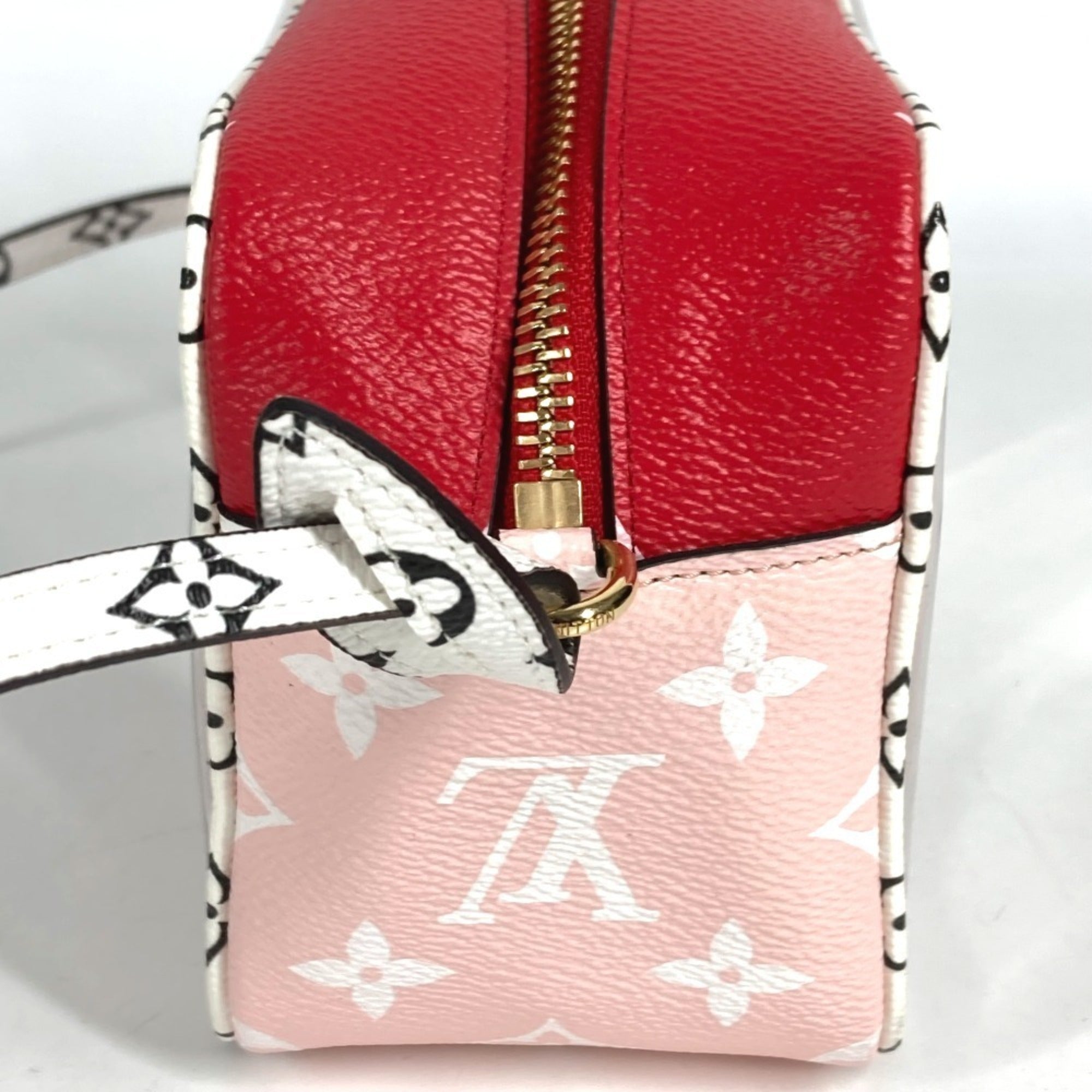 Louis Vuitton Pink Red Color Monogram Canvas Handbag Pouch Shoulder Bag (Pre-Owned)