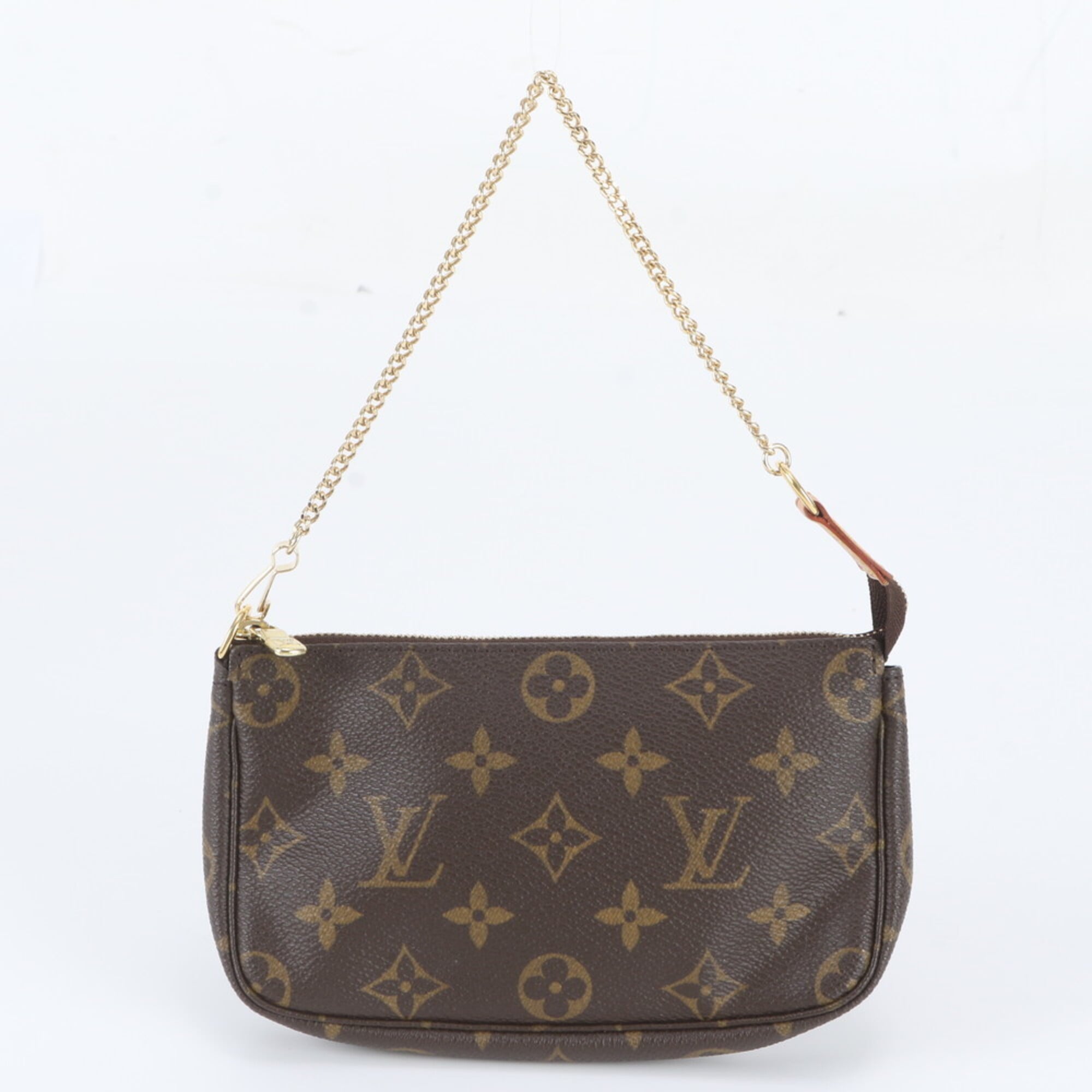 Louis Vuitton Brown Leather Coated Canvas Handbag Pochette Tote Bag (Pre-Owned)
