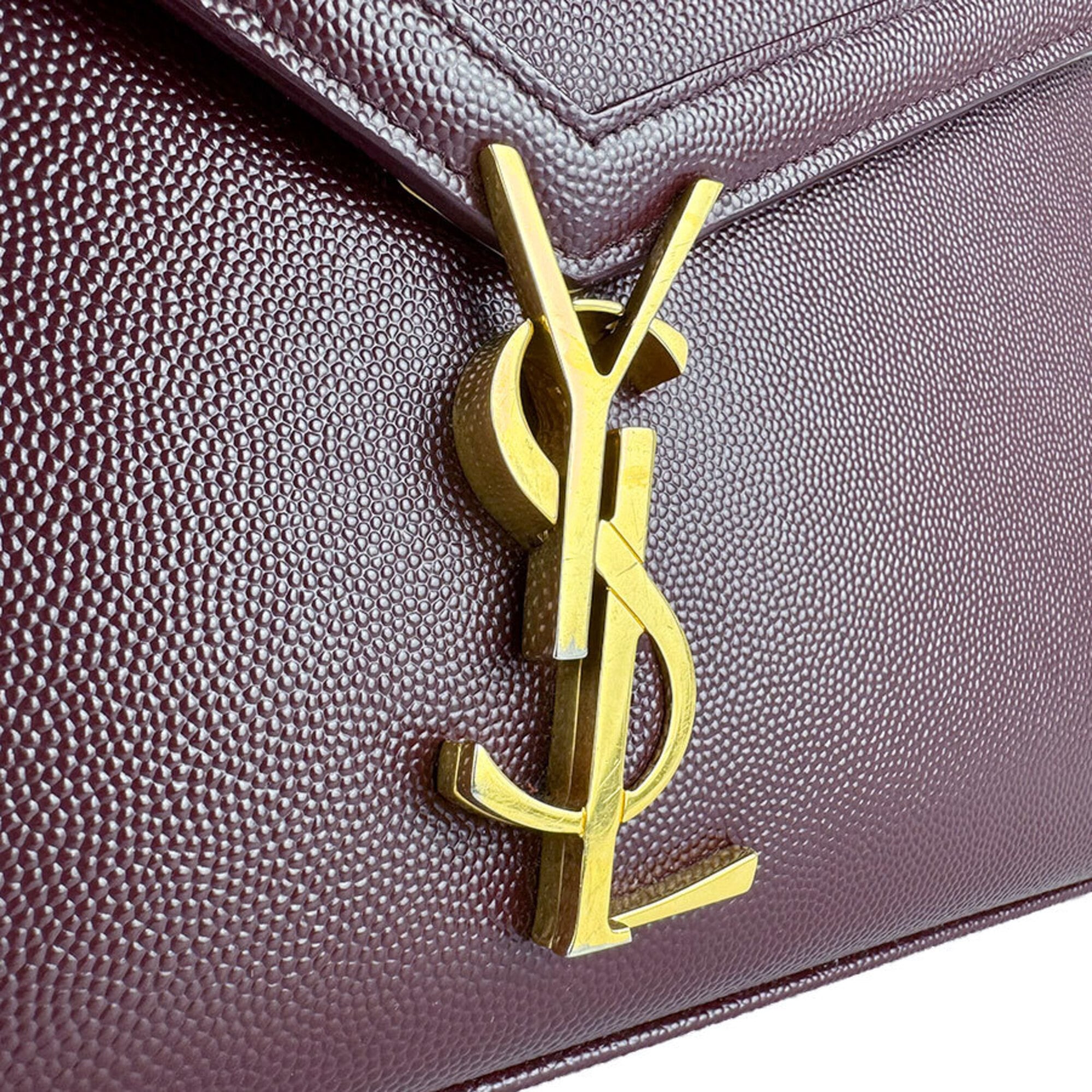 Saint Laurent Bordeaux Leather Handbag Shoulder Bag (Pre-Owned)