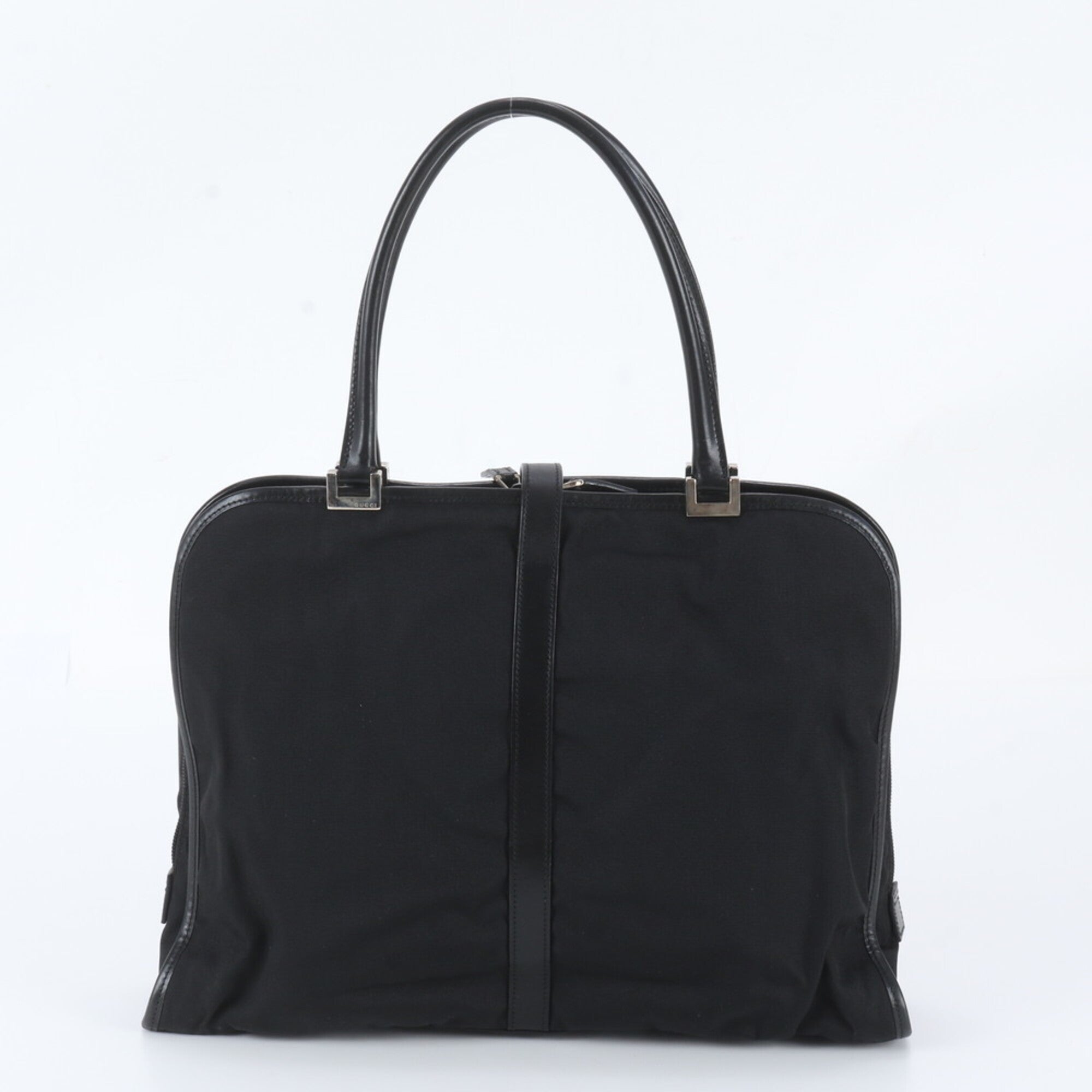 Gucci Black Leather Nylon Handbag Shoulder Bag Tote Bag (Pre-Owned)