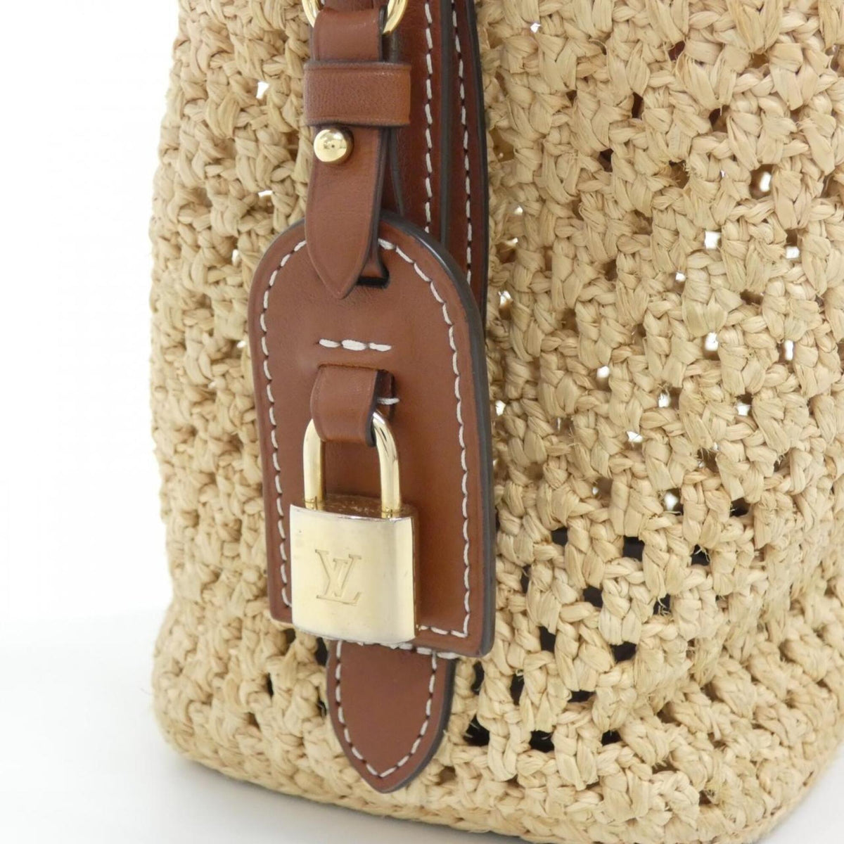 Louis Vuitton Beige Brown Raffia Handbag (Pre-Owned)