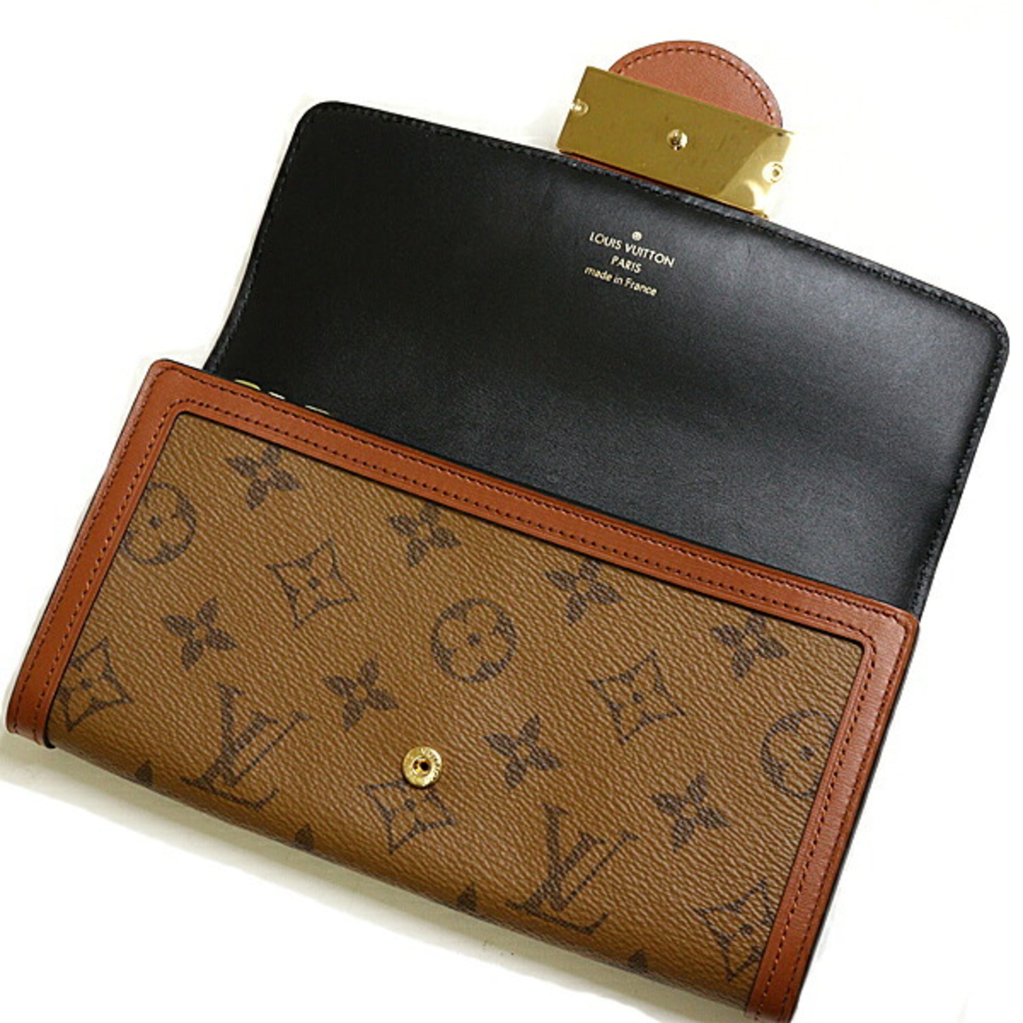 Louis Vuitton Brown Light Brown Monogram Monogram Reverse Leather Long Wallet (Bi-Fold) (Pre-Owned)