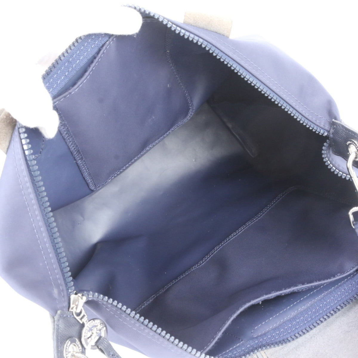 Longchamp Navy Leather Nylon Shoulder Bag Tote Bag (Pre-Owned)