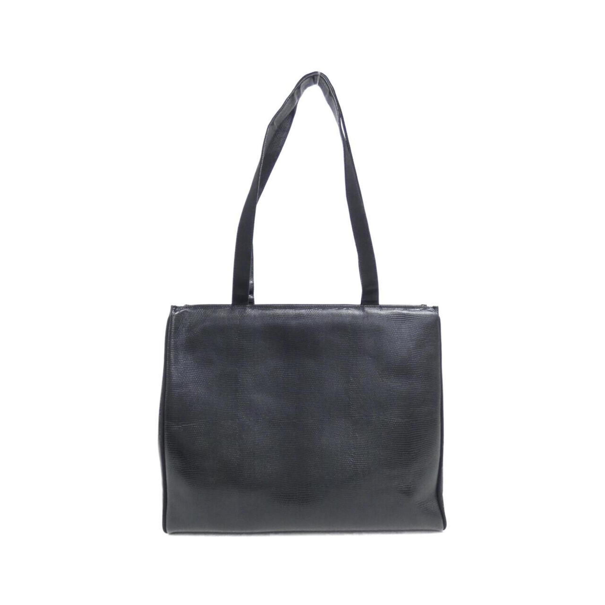 Salvatore Ferragamo Black Leather Handbag Tote Bag (Pre-Owned)