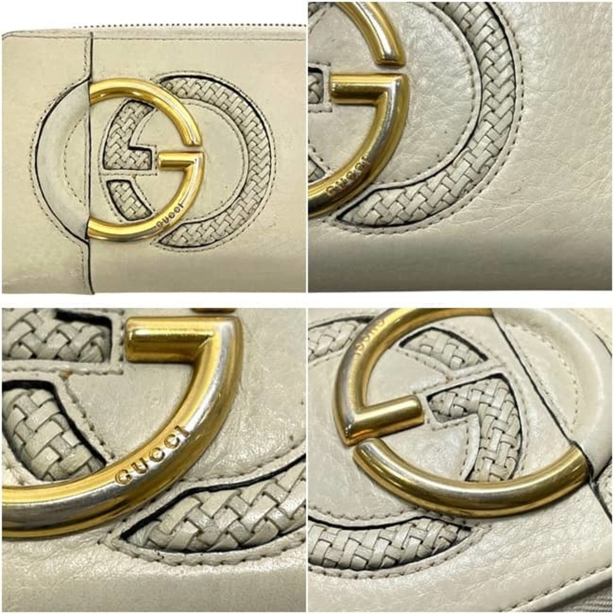 Gucci Beige Leather Long Wallet (Bi-Fold) (Pre-Owned)