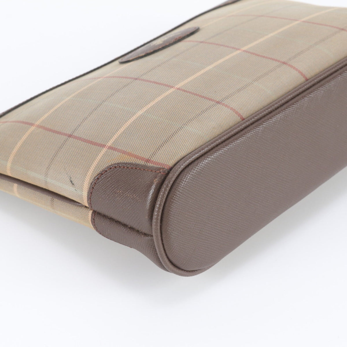 Burberry Brown Leather Canvas Clutch Bag Pouch (Pre-Owned)