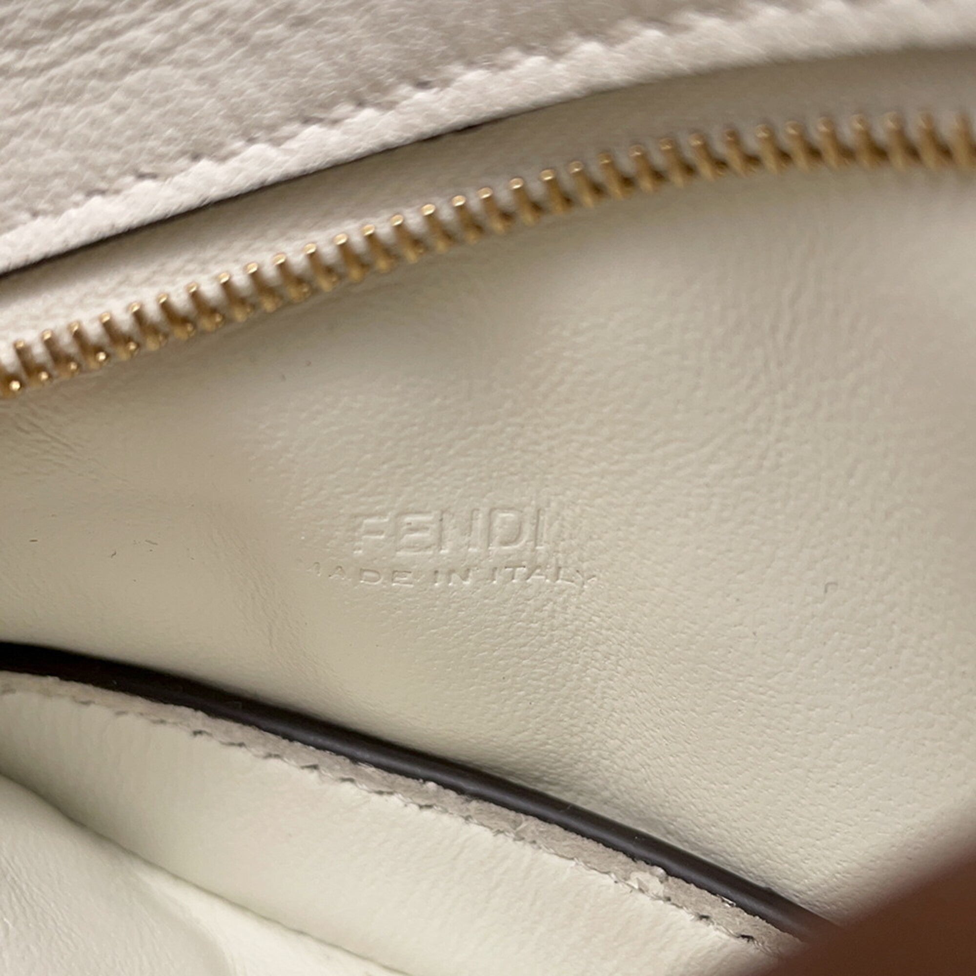 Fendi Brown Ivory Leather Handbag Pochette Pouch (Pre-Owned)