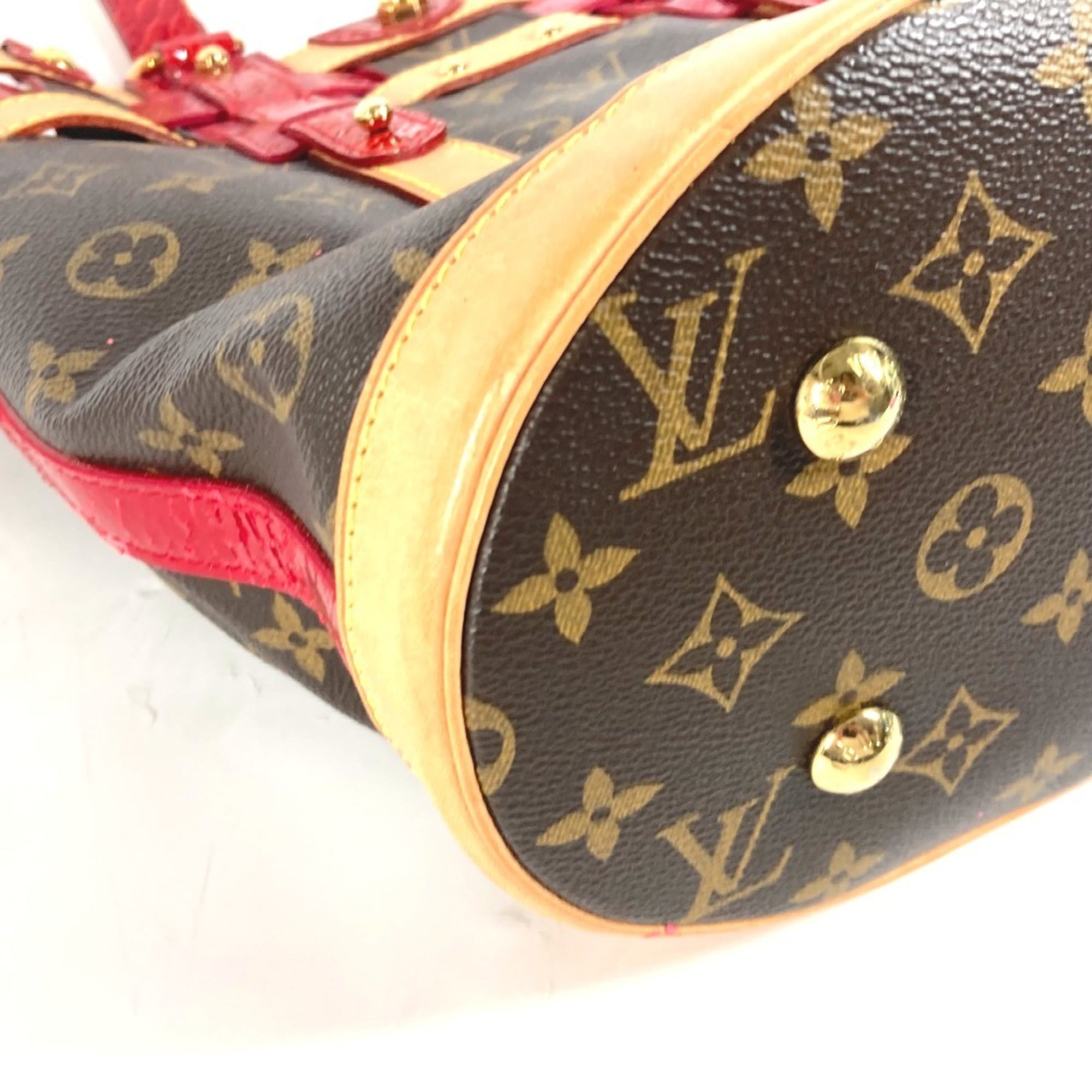 Louis Vuitton Brown Red Color Monogram Patent Leather Shoulder Bag Tote Bag (Pre-Owned)